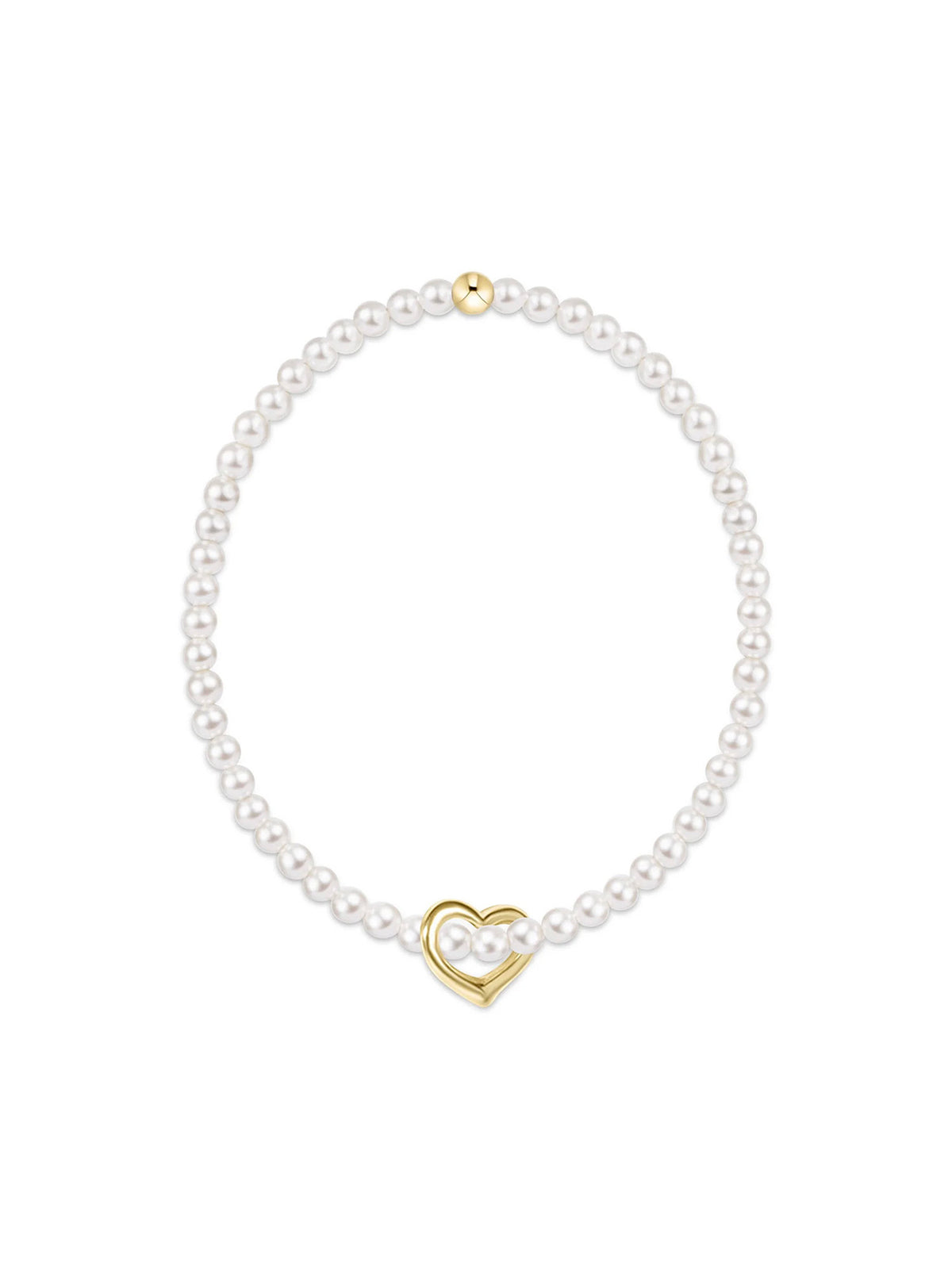 enewton Classic Pearl 3mm Bracelet - Love Gold Charm