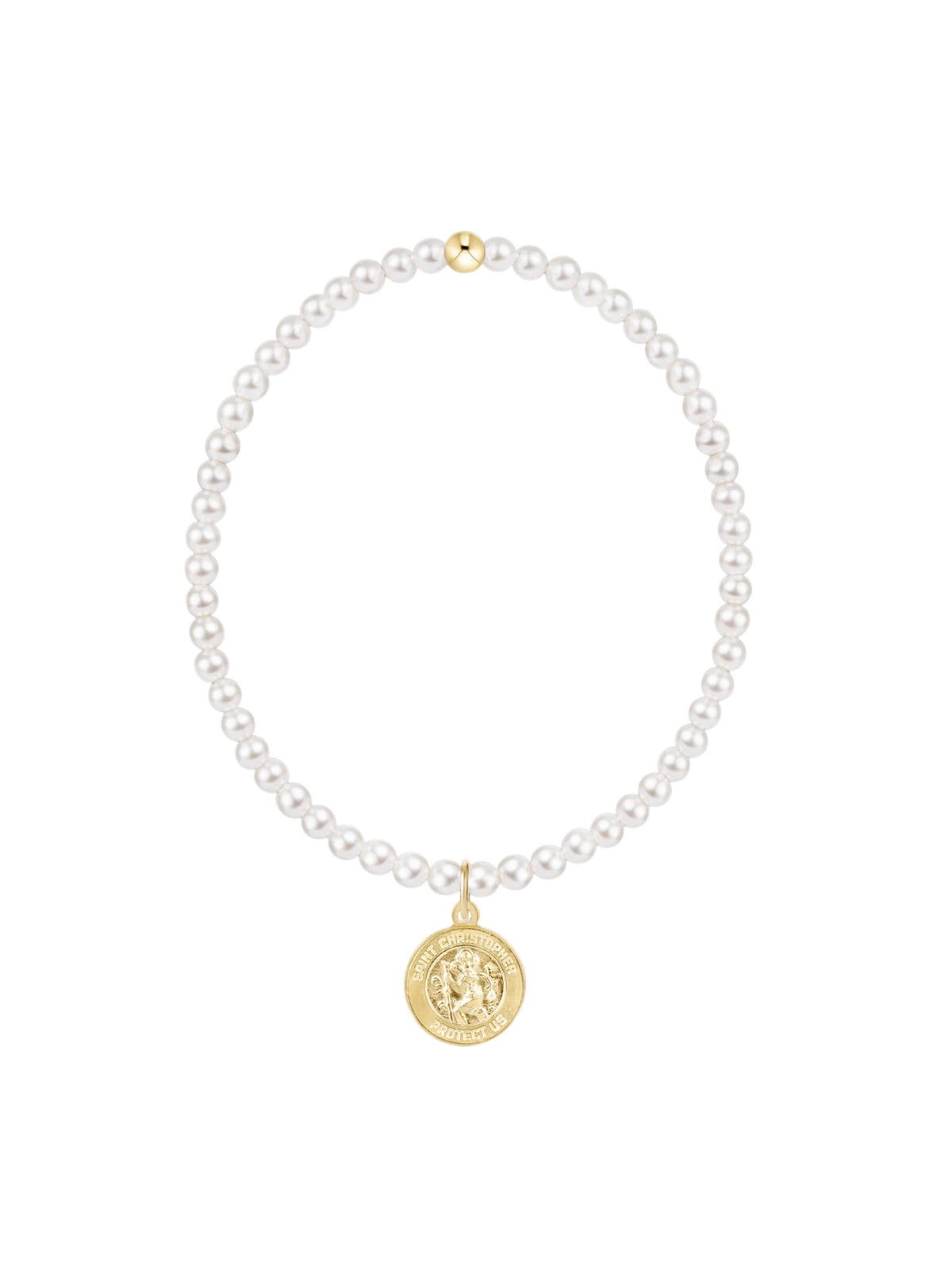 enewton Classic Pearl 3mm Bracelet - Protection Gold Disc