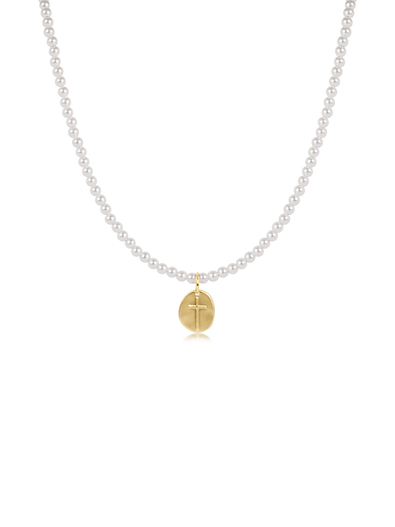 enewton 17" Classic Pearl 3mm Choker Necklace Inspire Small Gold Charm