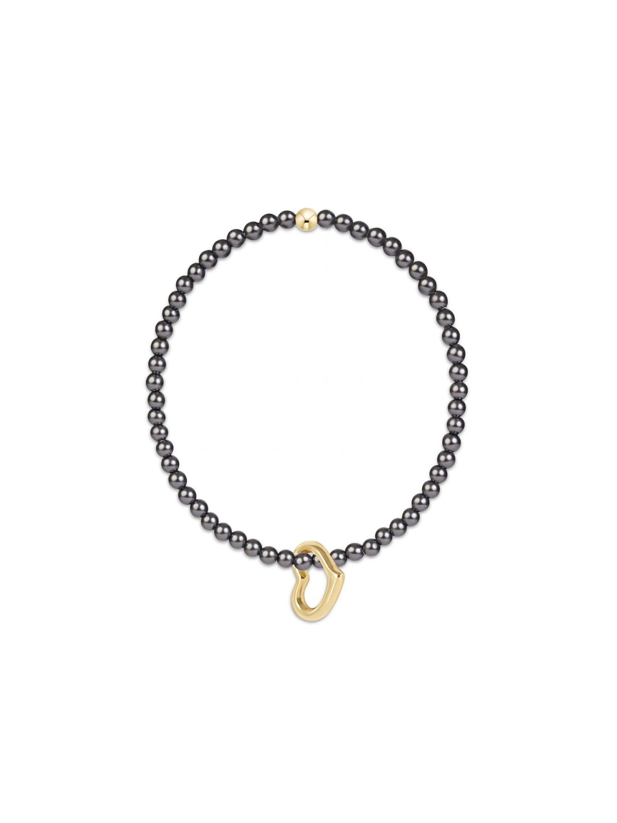 enewton Classic Pearl Dark Grey 3mm Bracelet - Love Gold Charm