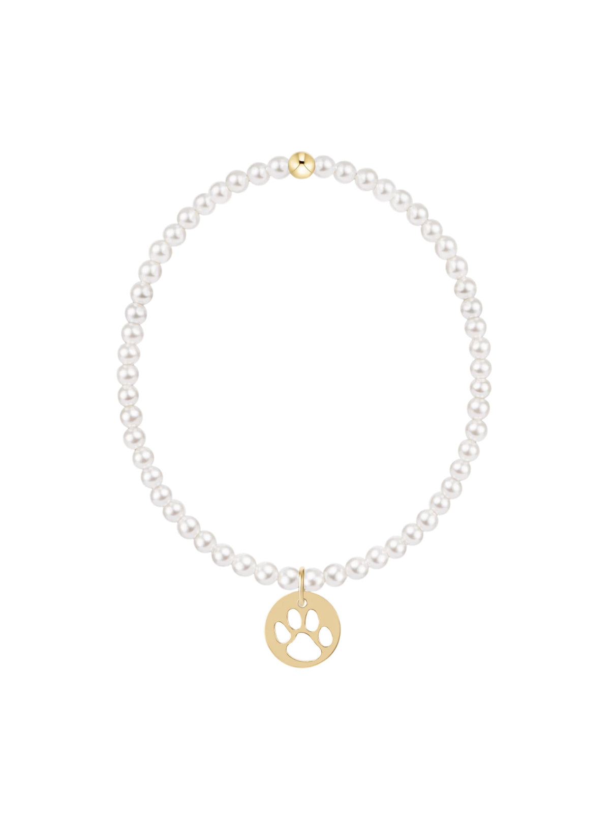 enewton egirl Classic Pearl 3mm Bracelet - Paw Print Gold Disc