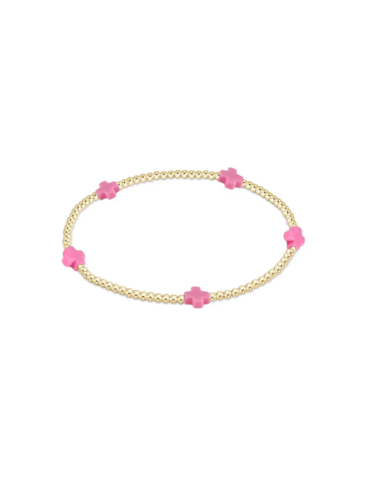 enewton egirl Signature Cross Small 2mm Gold Bracelet - Bright Pink