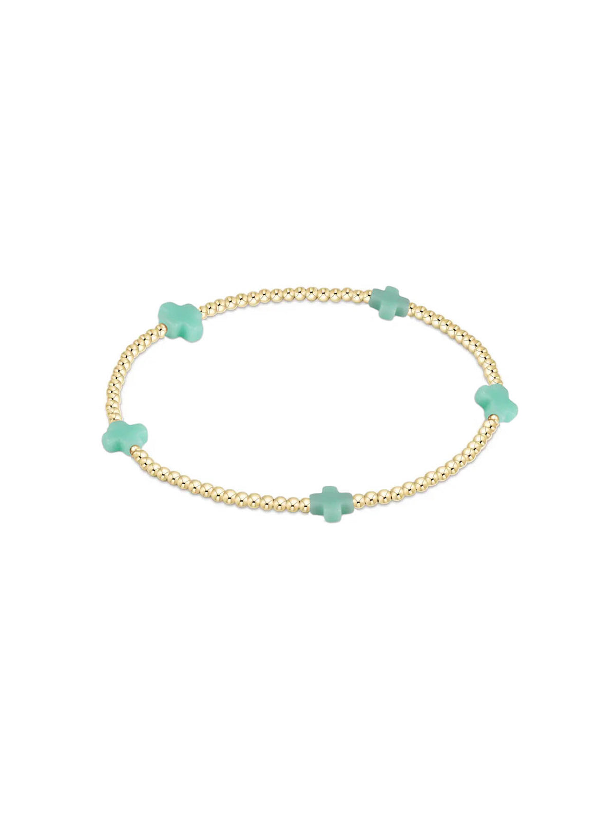 enewton egirl Signature Cross Small 2mm Gold Bracelet - Mint