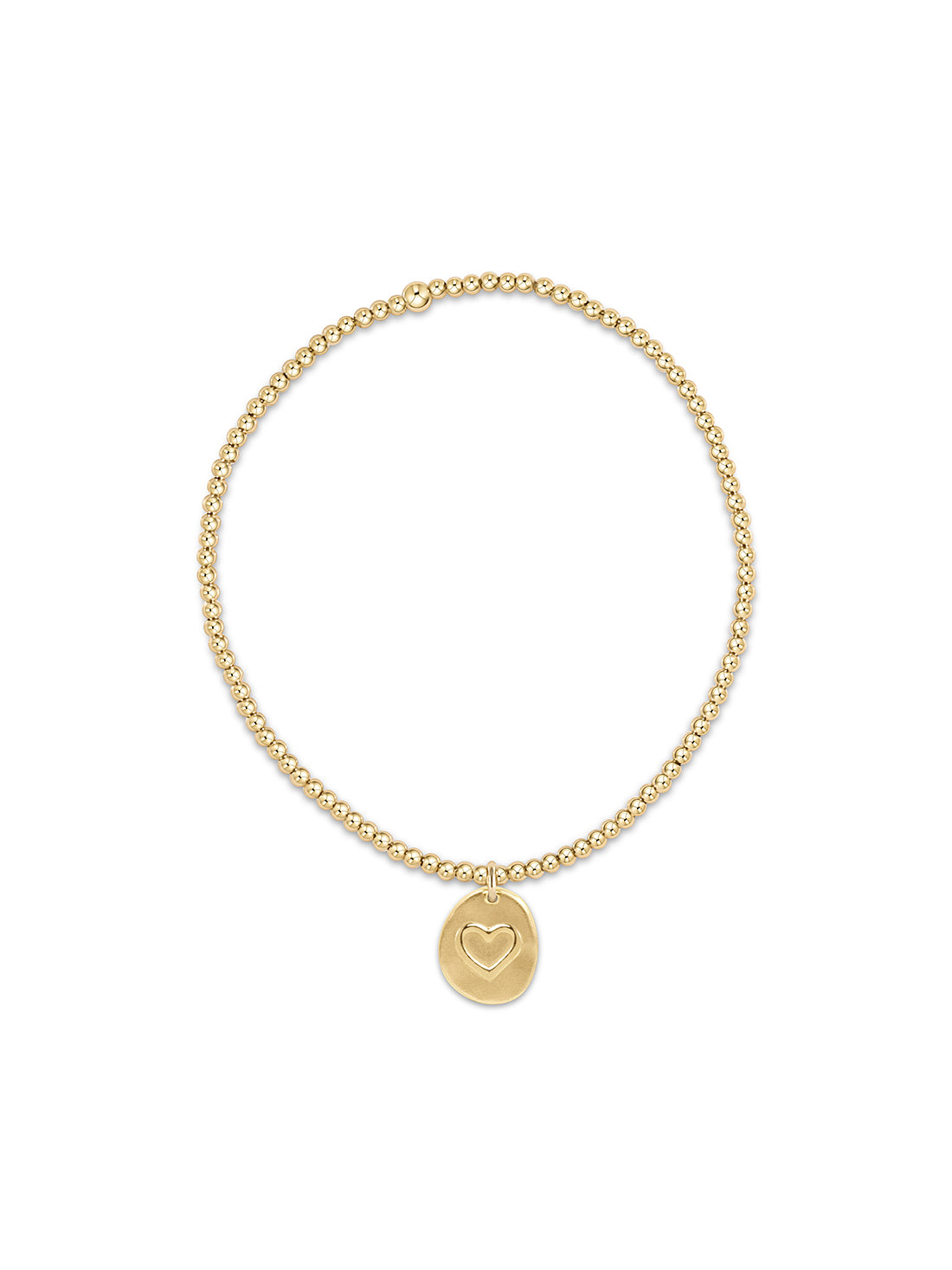 enewton Extends Classic Gold 2mm Bead Bracelet Inspire Love Small Gold Charm 7.25"