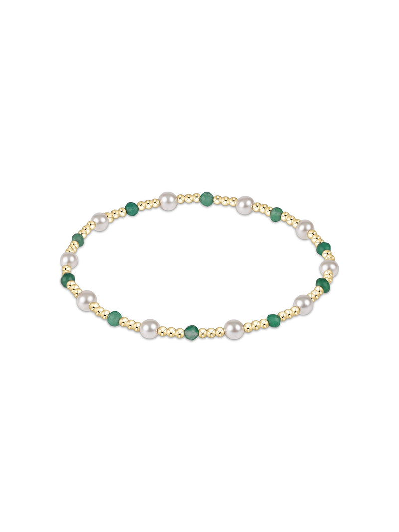 enewton Extends Pearl Sincerity Pattern 4mm Bead Bracelet 7.25" Green Onyx