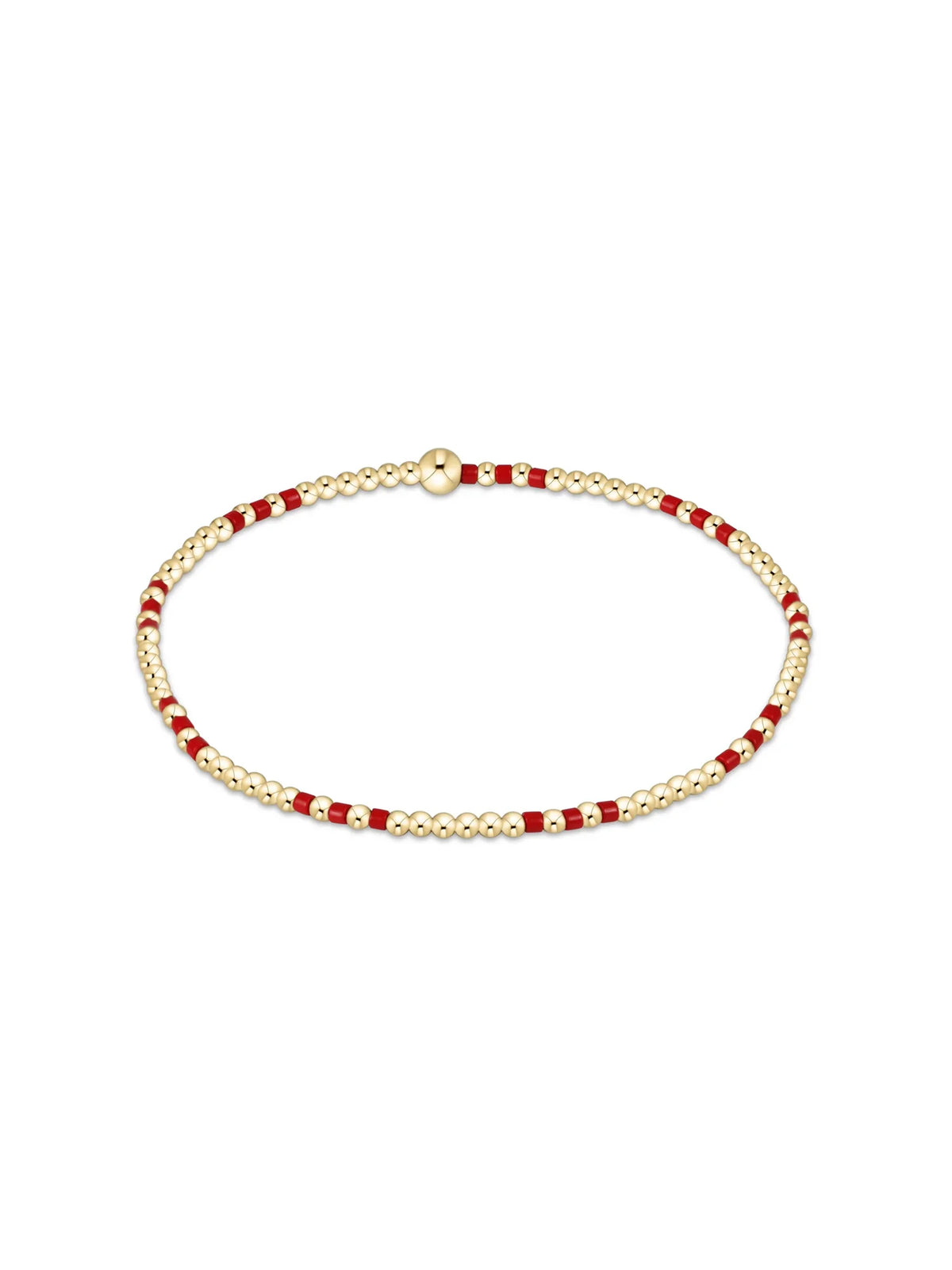 enewton Gameday Hope Joy Pattern 2mm Gold Bead Bracelet Bright Red