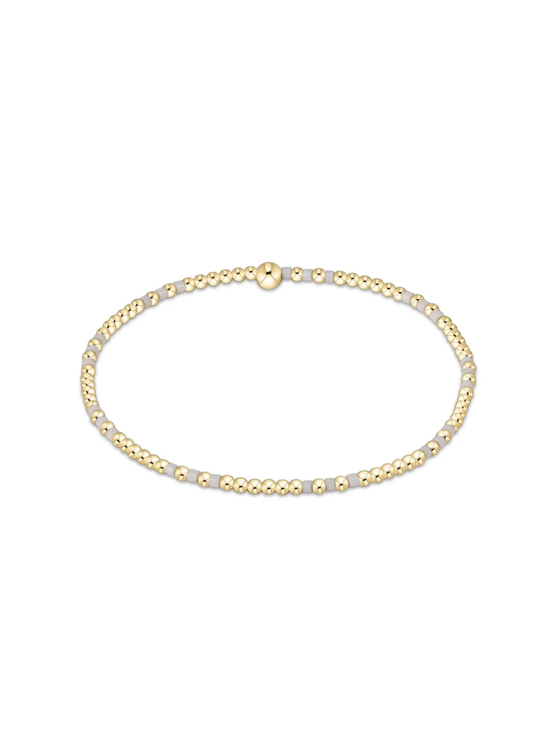enewton Gameday Hope Joy Pattern 2mm Gold Bead Bracelet White