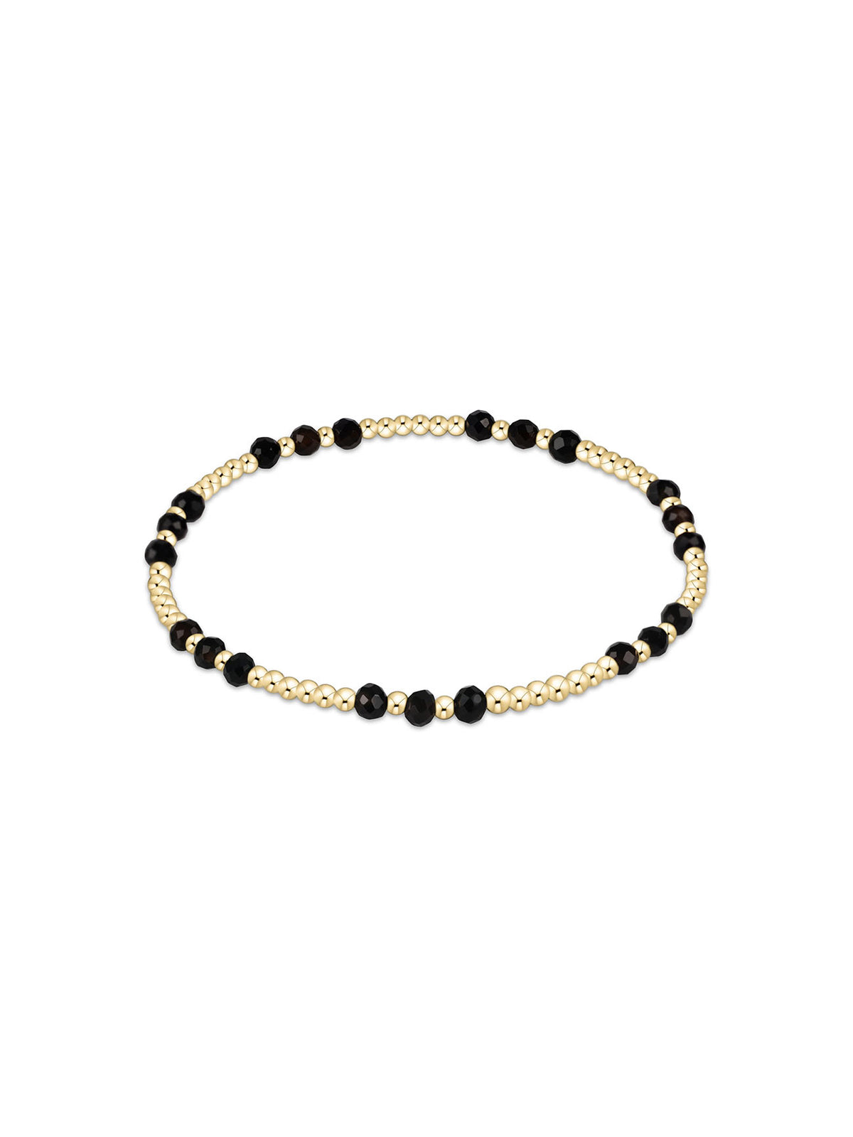 enewton Gemstone Gold Joy Pattern 3mm Bead Bracelet Faceted Onyx