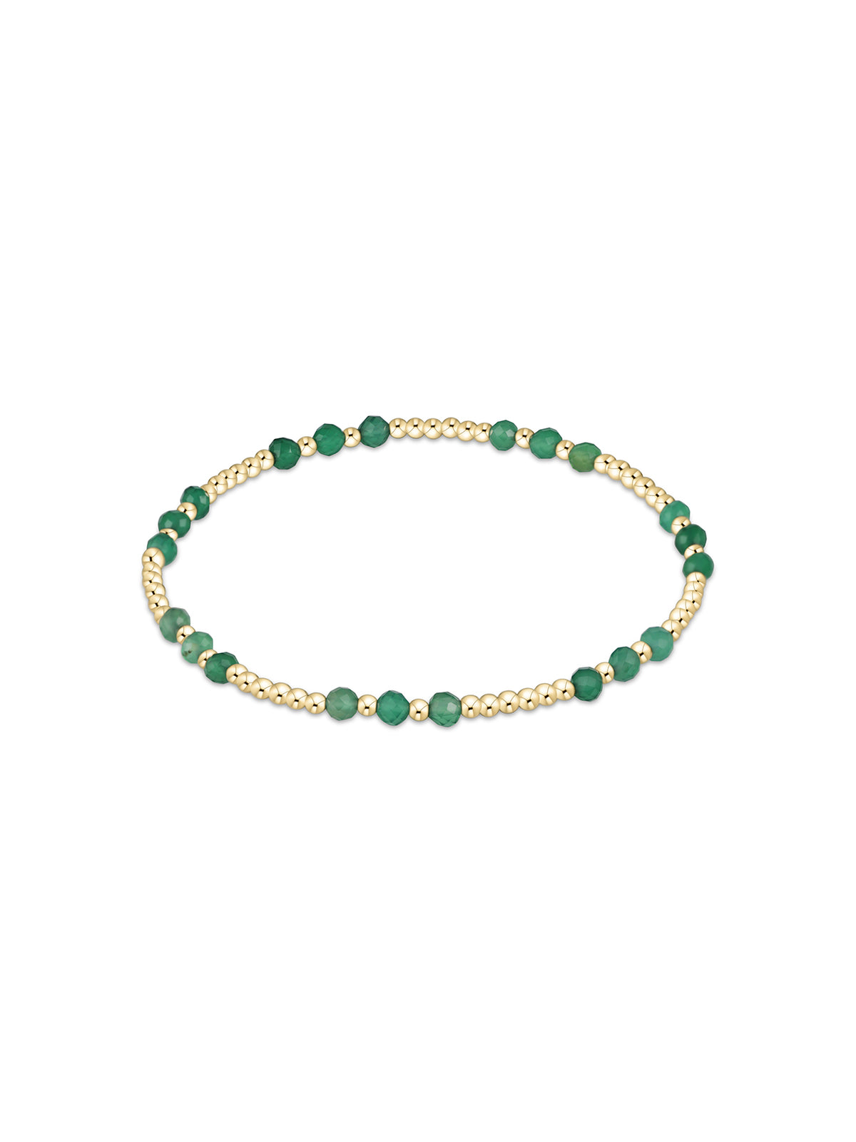 enewton Gemstone Gold Joy Pattern 3mm Bead Bracelet Green Onyx