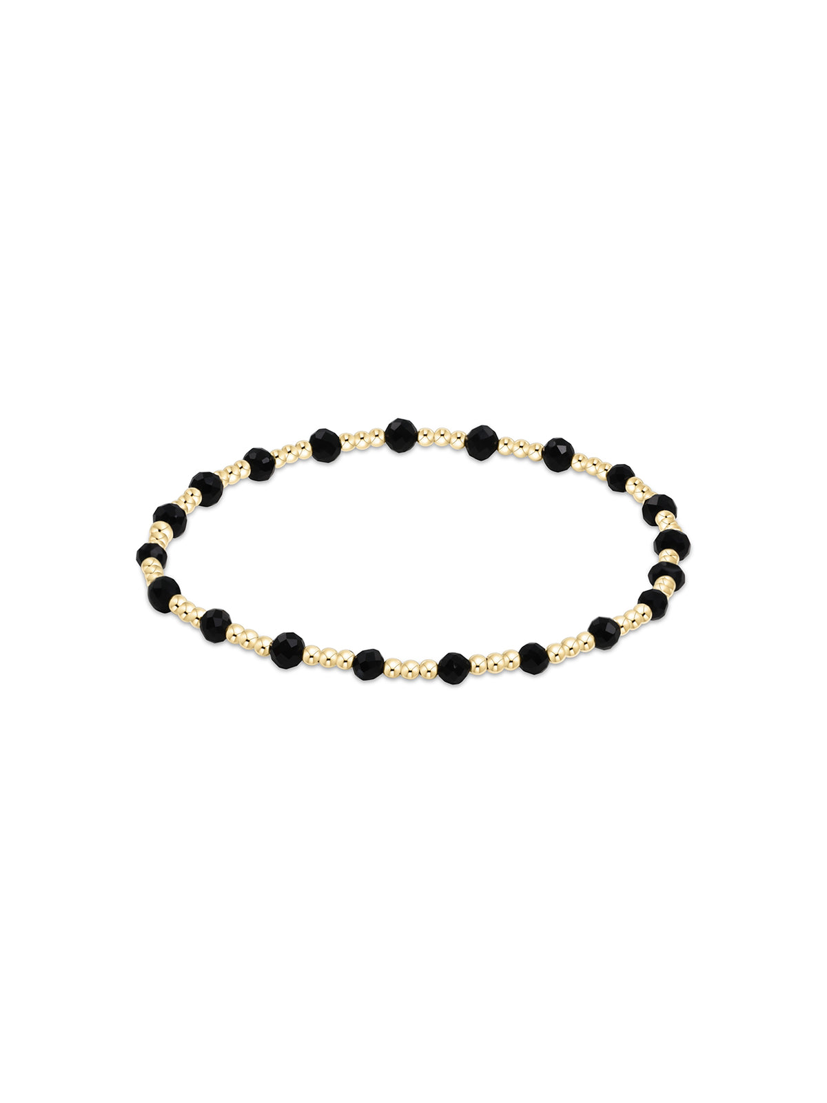 enewton Gemstone Gold Sincerity Pattern 3mm Bead Bracelet Faceted Onyx