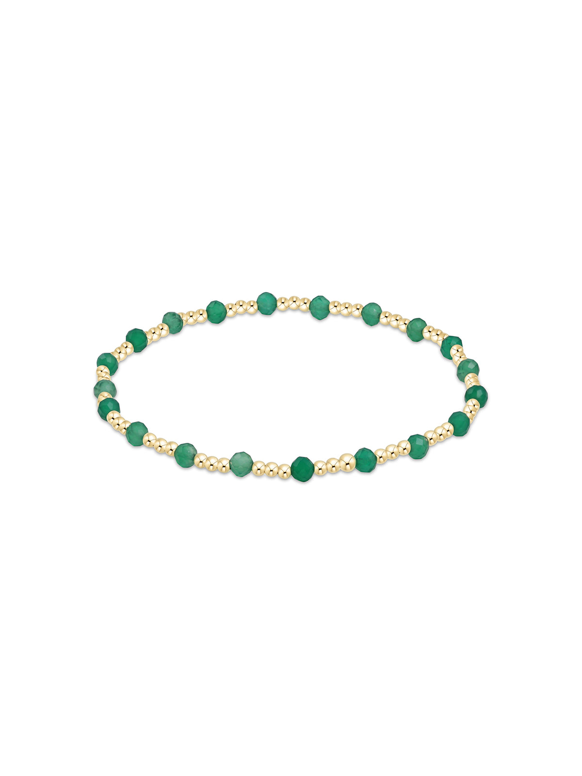 enewton Gemstone Gold Sincerity Pattern 3mm Bead Bracelet Green Onyx