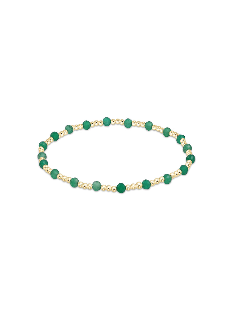 enewton Gemstone Gold Sincerity Pattern 3mm Bead Bracelet Green Onyx