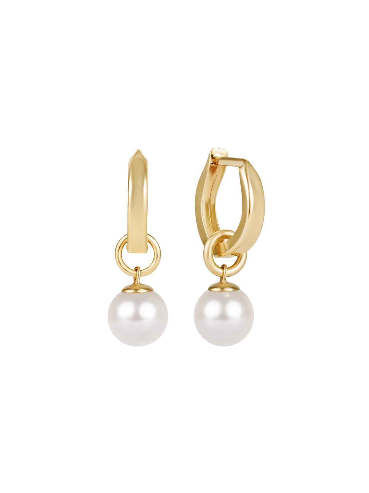 enewton Huggie Gold 0.5" Hoop - Classic Pearl 8mm Charm