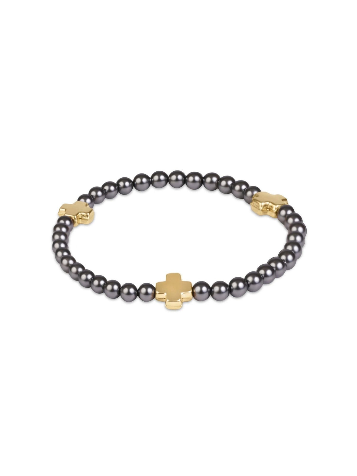 enewton Signature Cross Pearl Dark Grey Bracelet: 4mm
