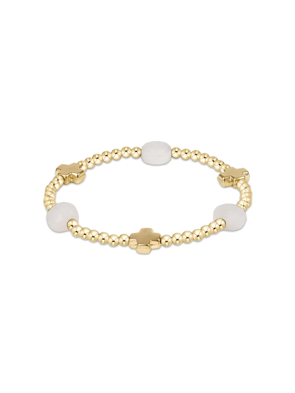 enewton Signature Cross Admire Gold Pattern 3mm Bead Bracelet 14k Gold-Filled Gemstone Moonstone