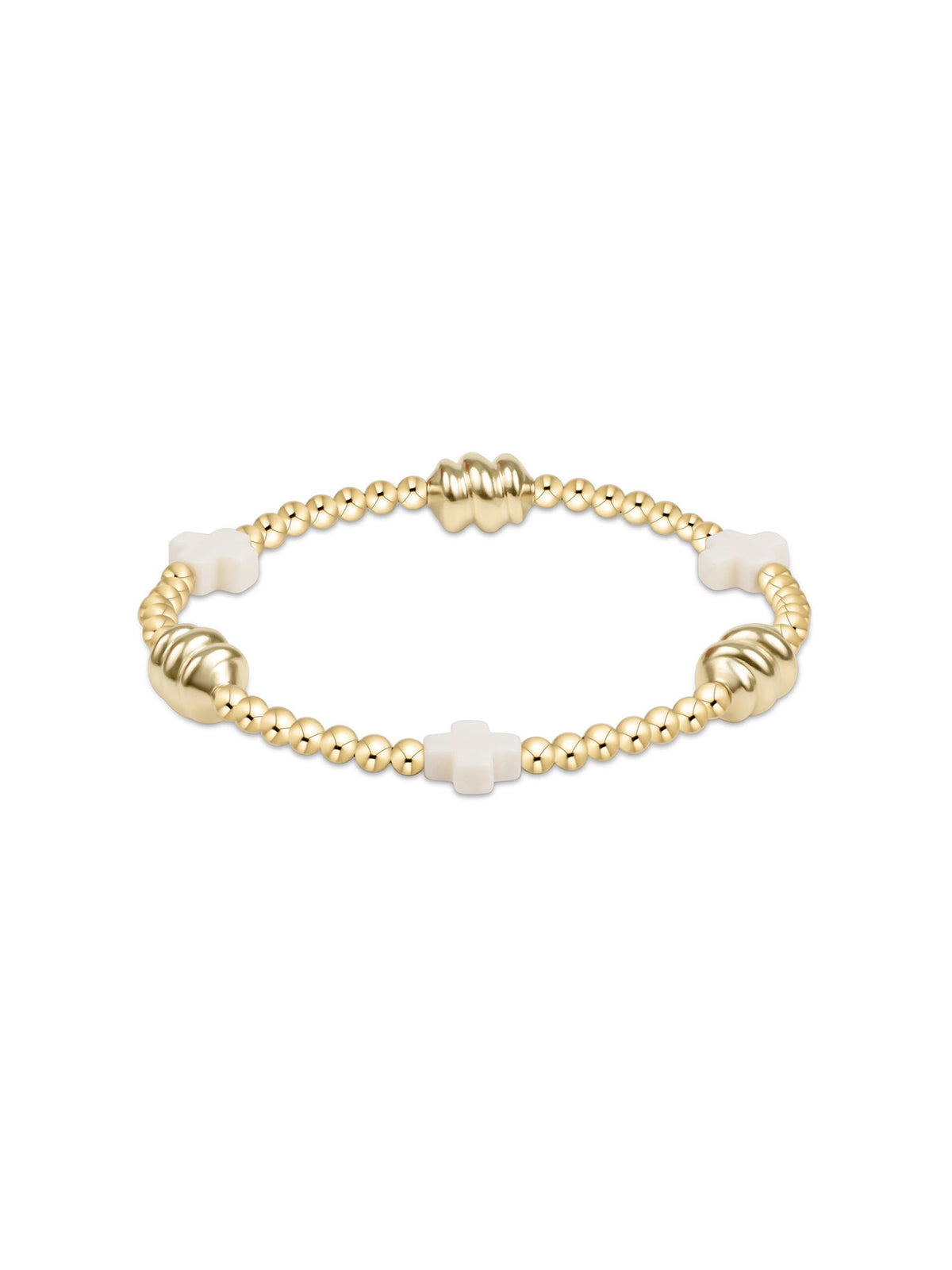 enewton Signature Cross Off-White & Admire Gold 3mm Gold Bracelet