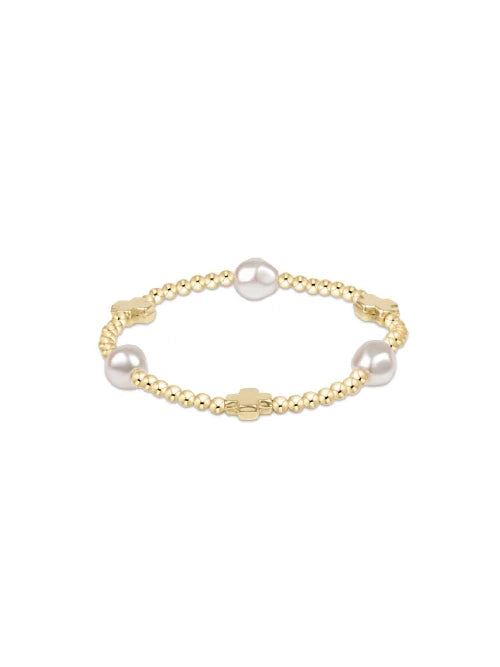 enewton Signature Cross Admire Pearl Pattern 3mm Gold Bead Bracelet 14k Gold-Filled