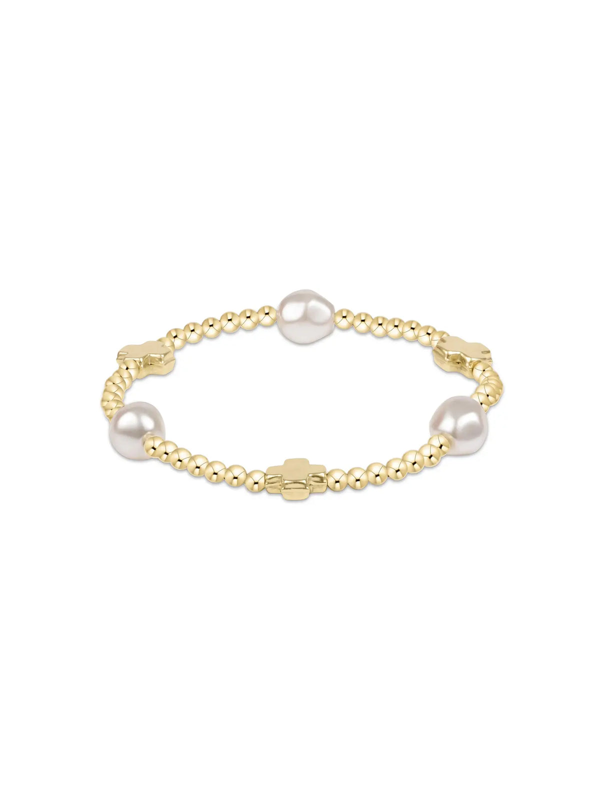 enewton Signature Cross Gold & Admire Pearl 3mm Gold Bracelet