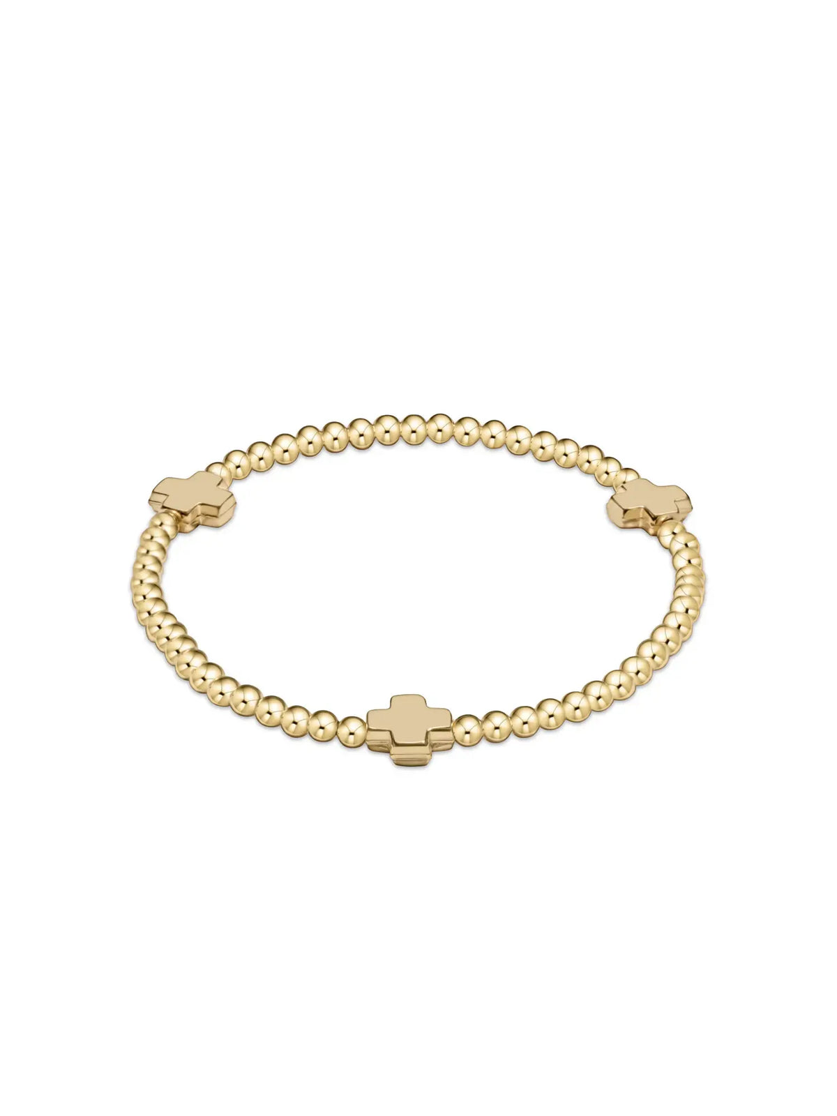 enewton Signature Cross Gold Pattern 3mm Gold Bead Bracelet 14k Gold-Filled