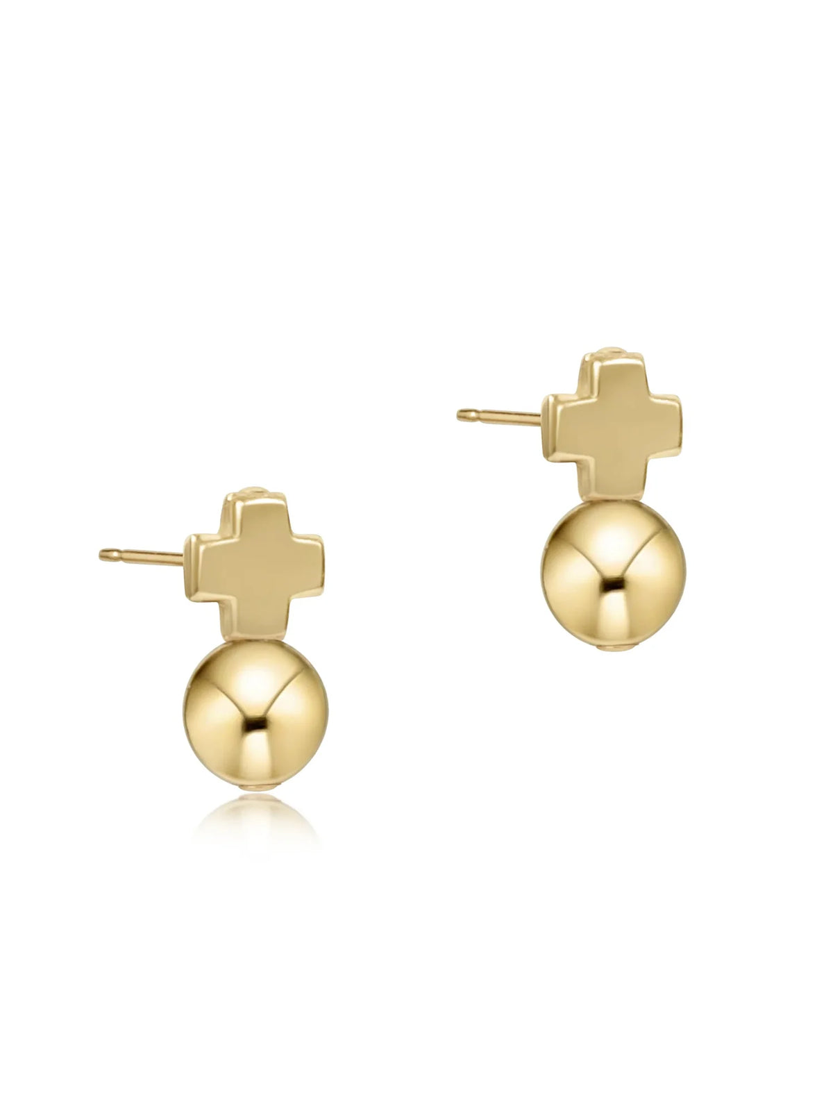 enewton Signature Cross Gold Studs - Classic Gold