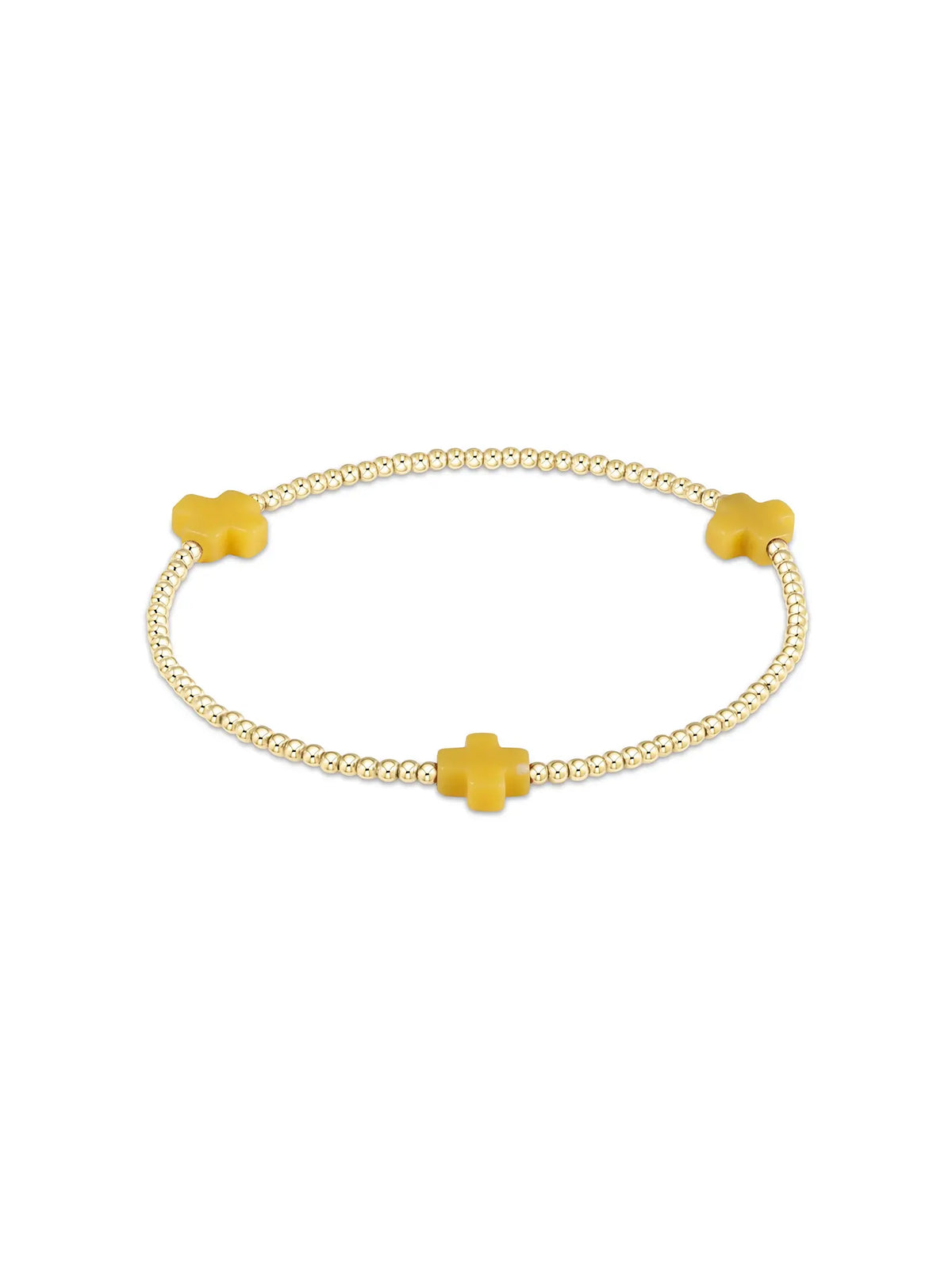 enewton Signature Cross Pattern 2mm Gold-Filled Bead Bracelet Canary