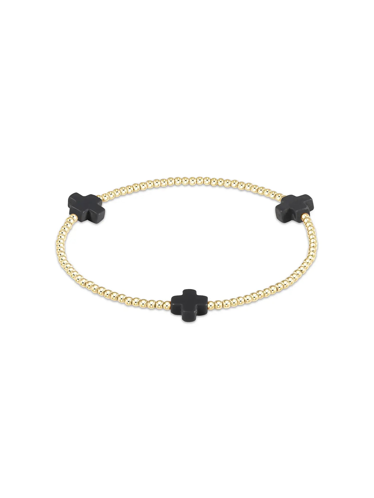 enewton Signature Cross Pattern 2mm Gold-Filled Bead Bracelet Charcoal