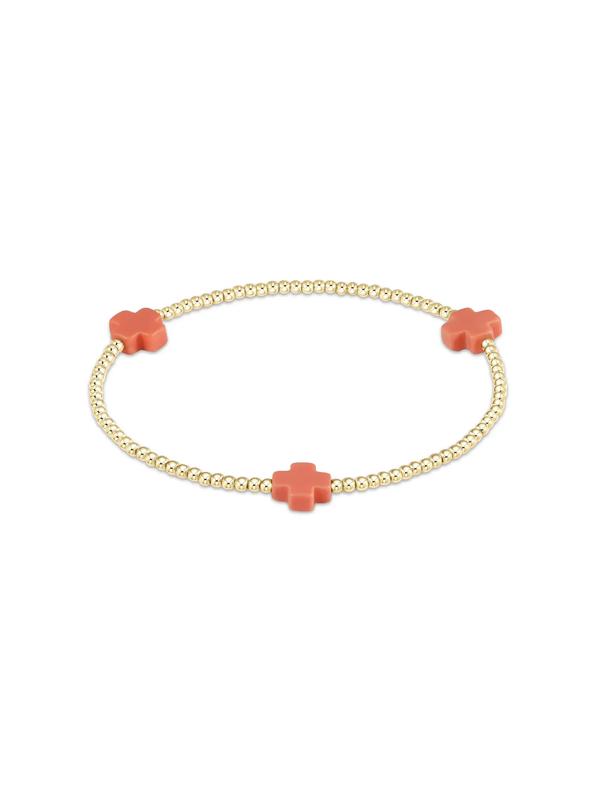 enewton Signature Cross Pattern 2mm Gold-Filled Bead Bracelet Coral