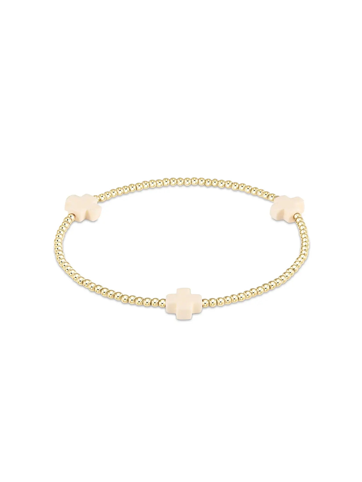 enewton Signature Cross Pattern 2mm Gold-Filled Bead Bracelet Off-White