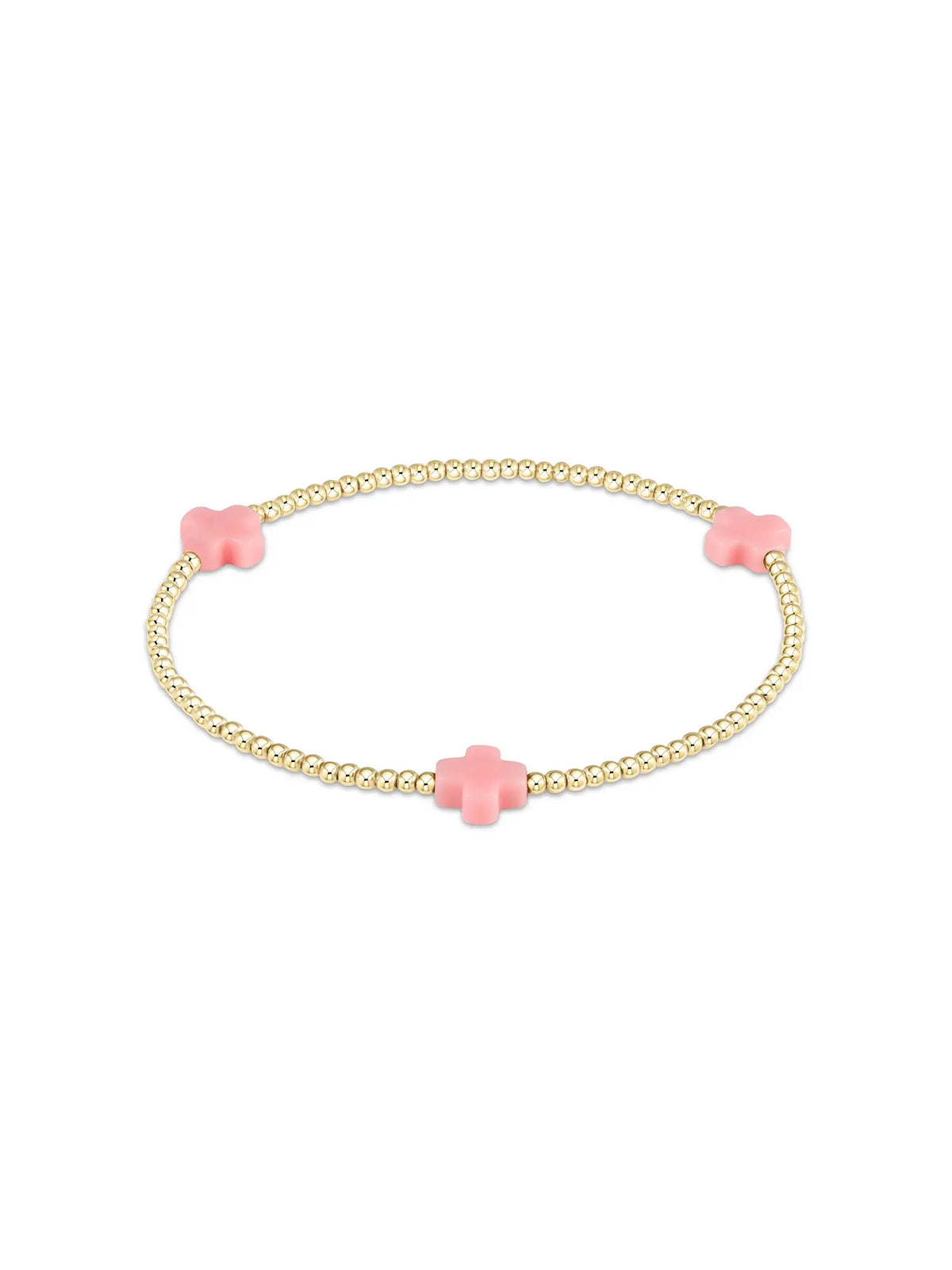 enewton Signature Cross Pattern 2mm Gold-Filled Bead Bracelet Pink