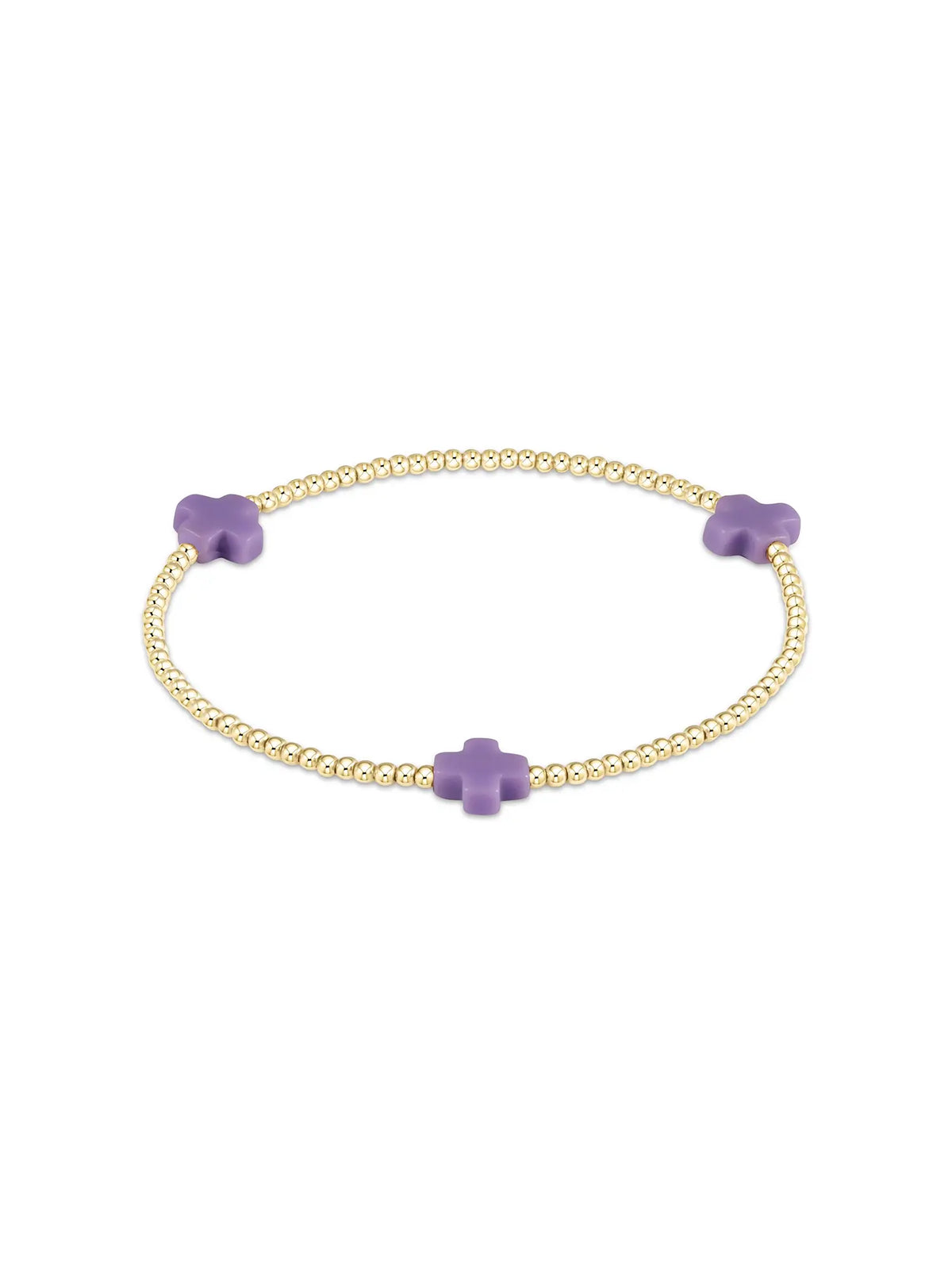 enewton Signature Cross Pattern 2mm Gold-Filled Bead Bracelet Purple