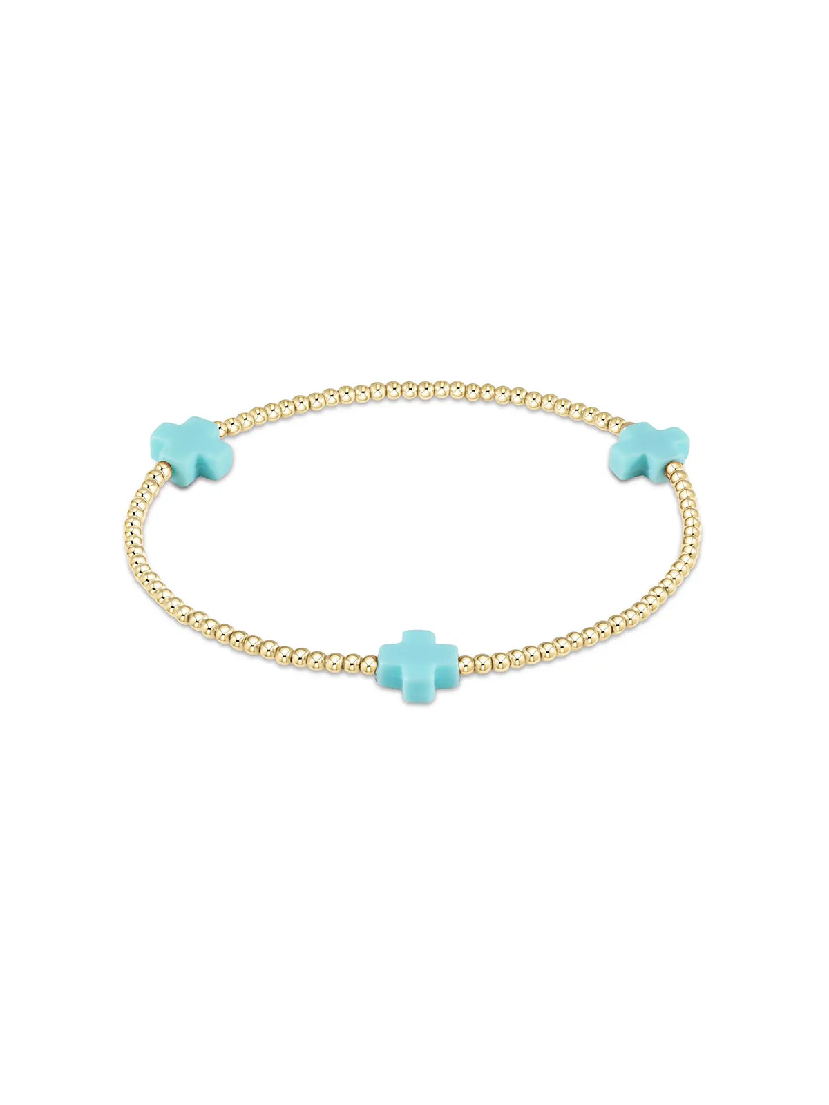 enewton Signature Cross Pattern 2mm Gold-Filled Bead Bracelet Turquoise