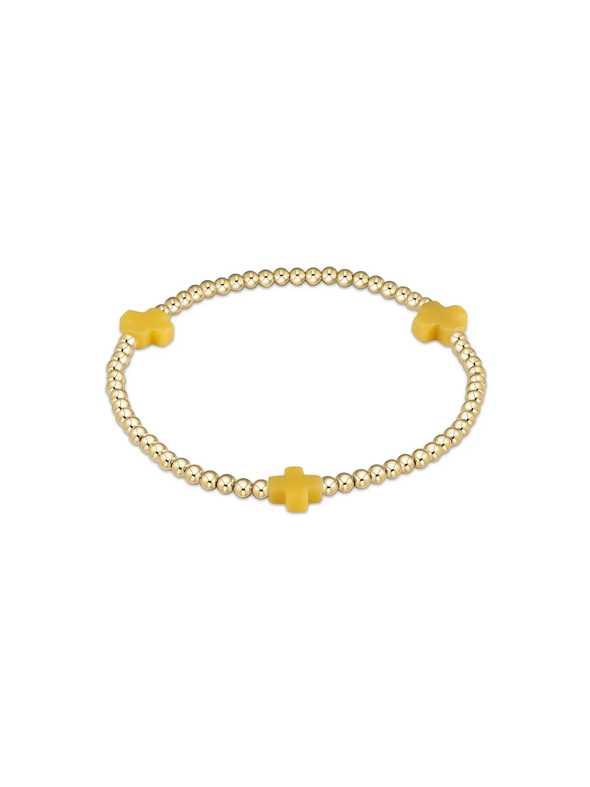 enewton Signature Cross Pattern 3mm Gold-Filled Bead Bracelet Canary