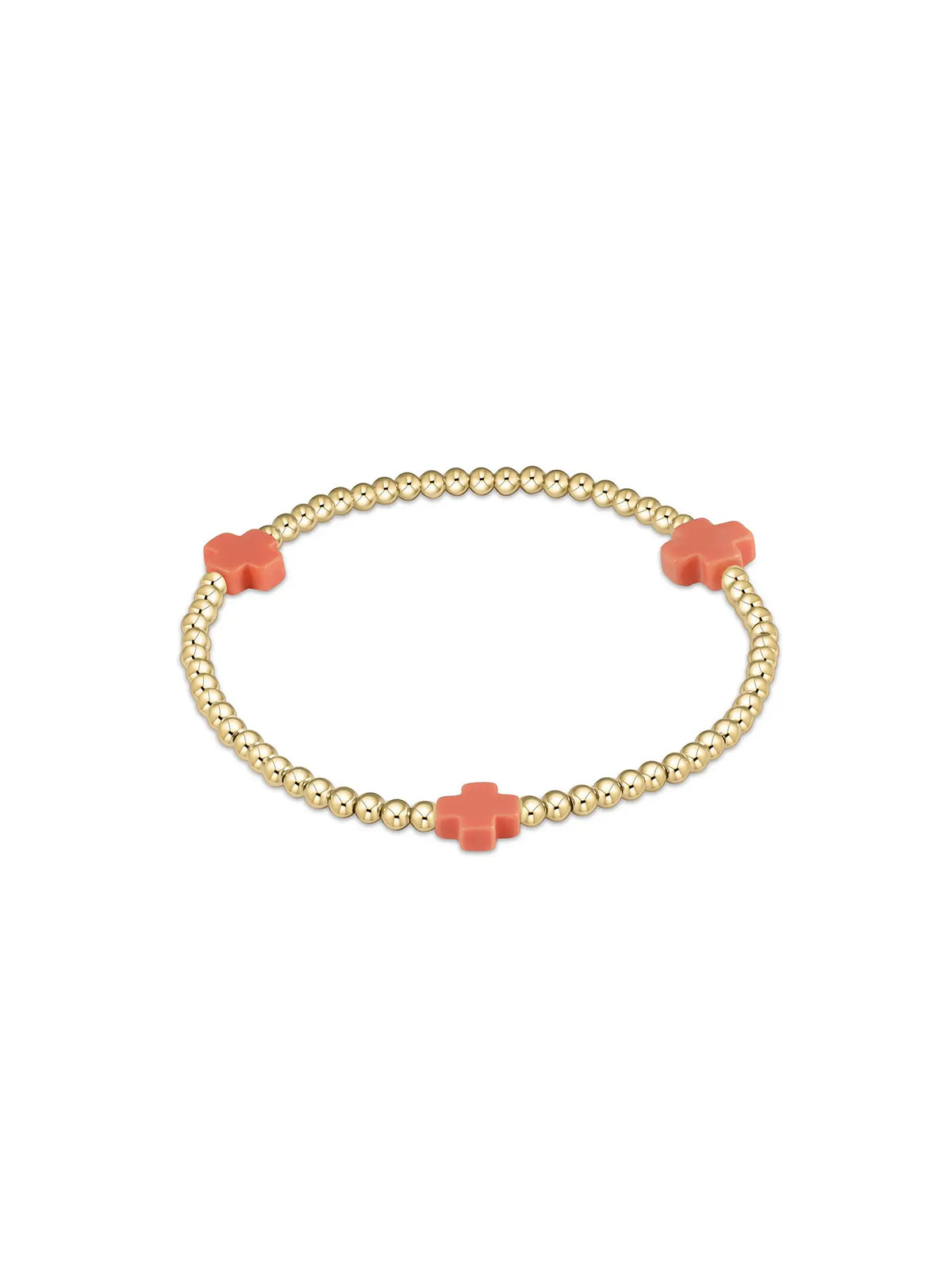 enewton Signature Cross Pattern 3mm Gold-Filled Bead Bracelet Coral