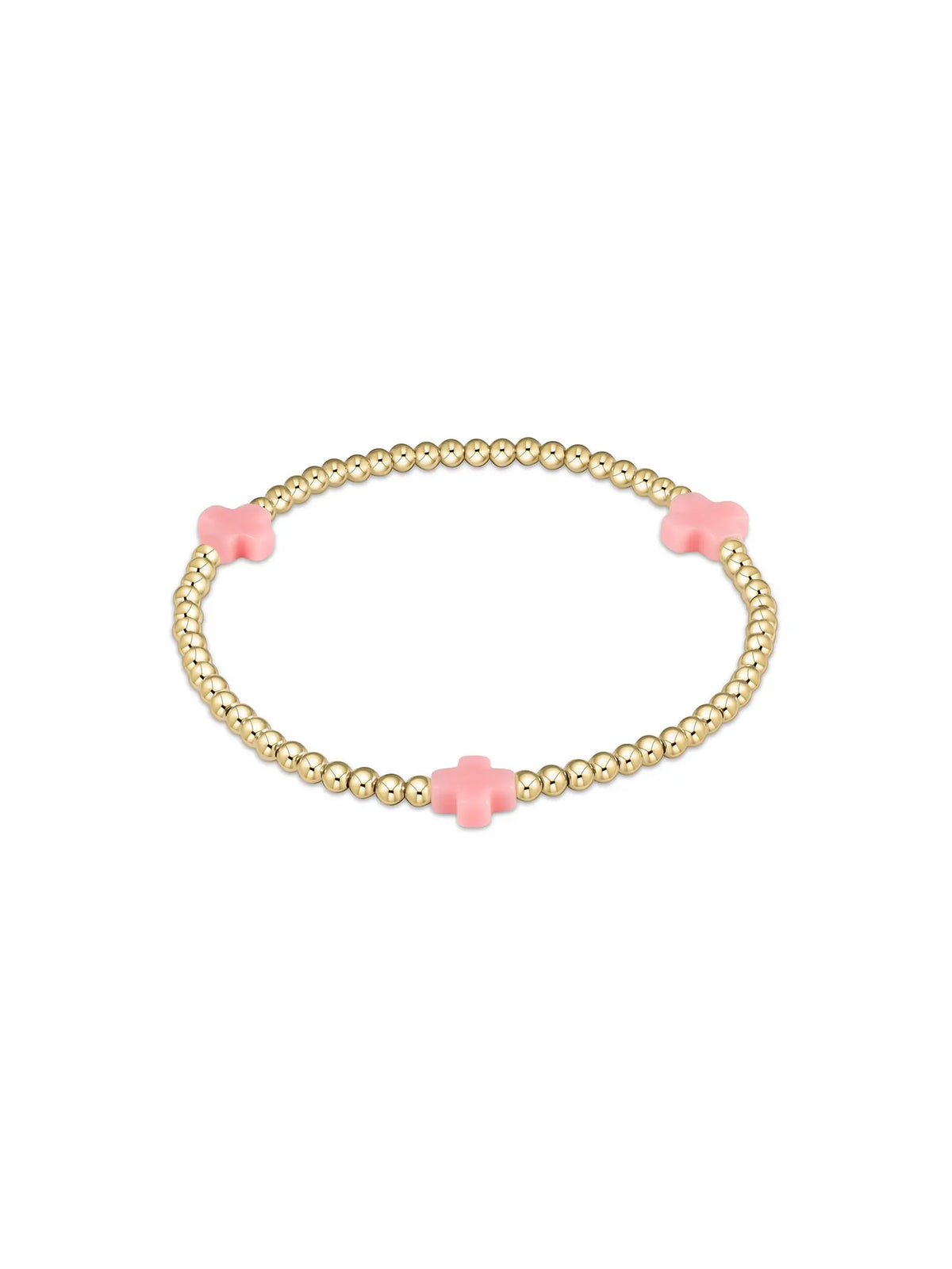 enewton Signature Cross Pattern 3mm Gold-Filled Bead Bracelet Pink