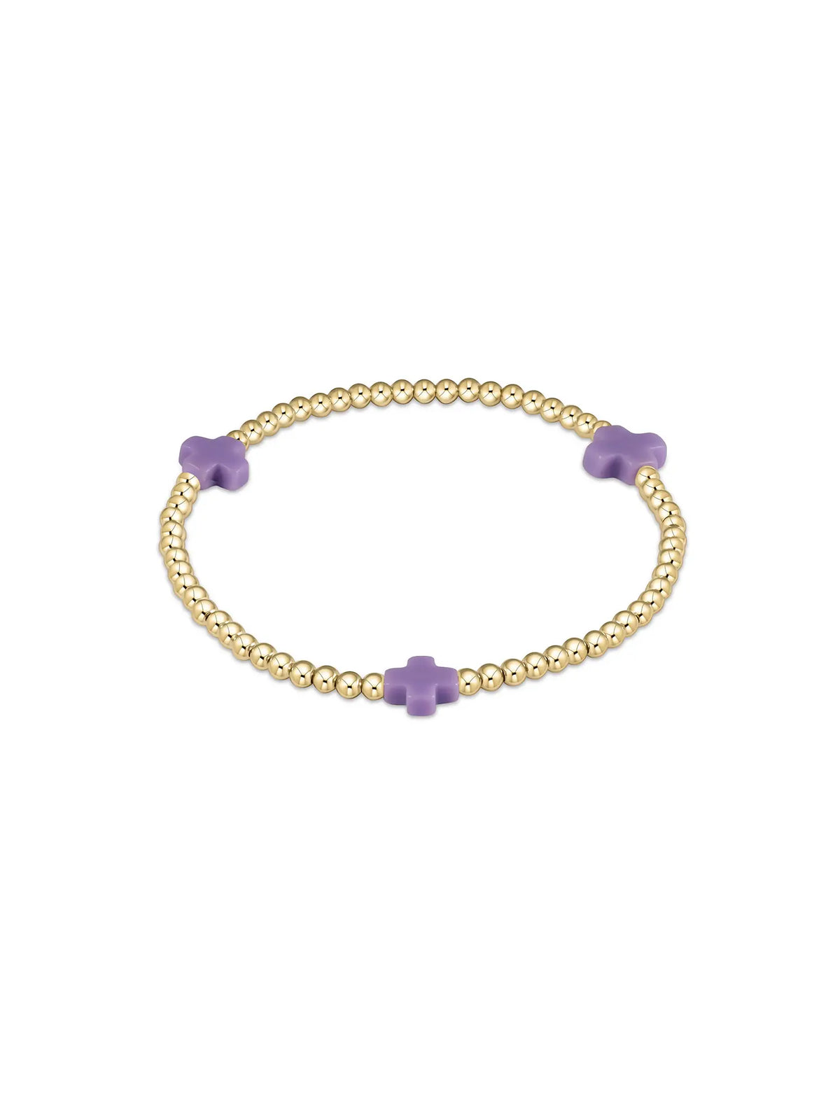 enewton Signature Cross Pattern 3mm Gold-Filled Bead Bracelet Purple