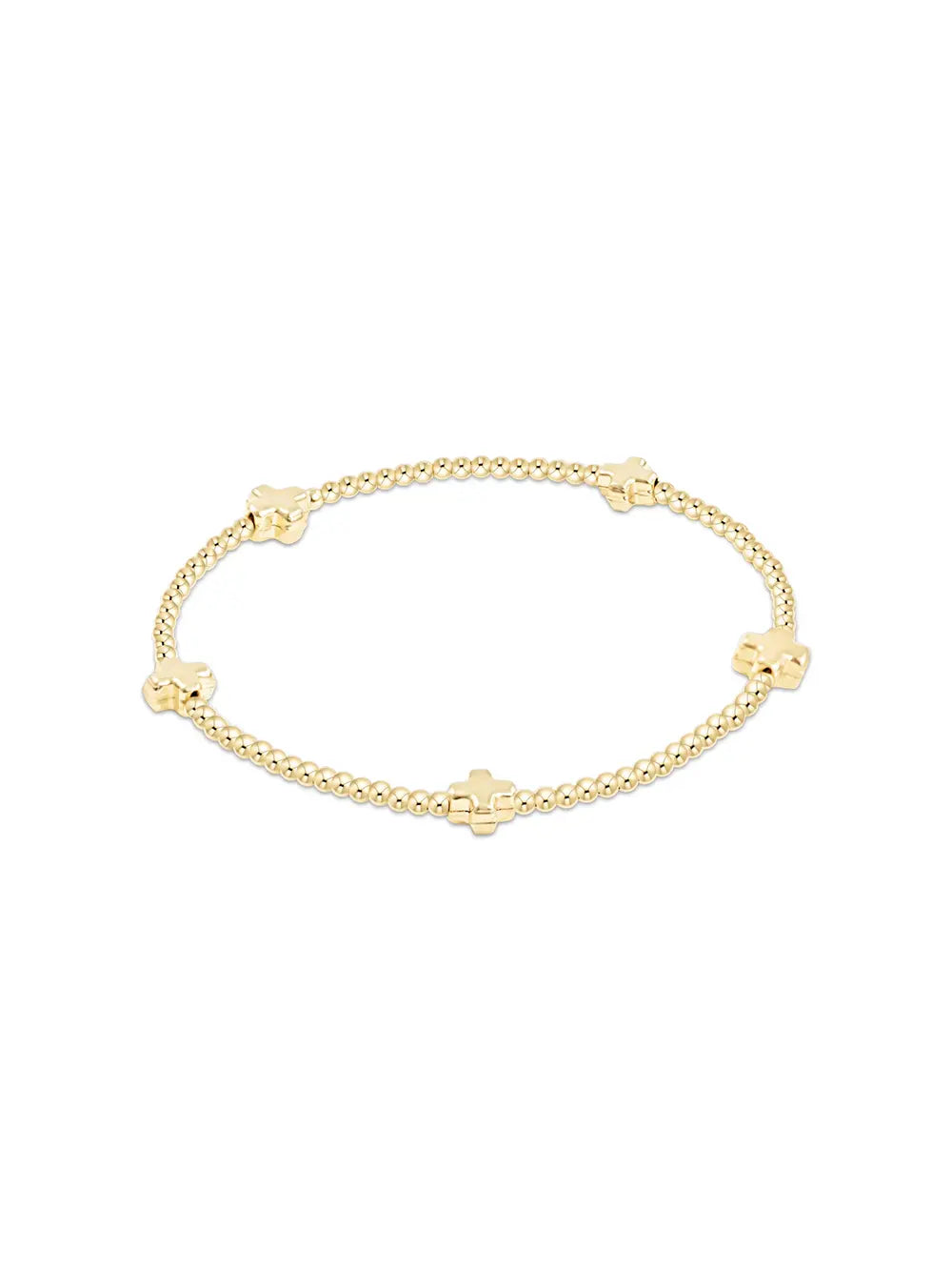 enewton Signature Cross Small Gold Pattern Bead Bracelet gold-filled stretch bracelet 2mm