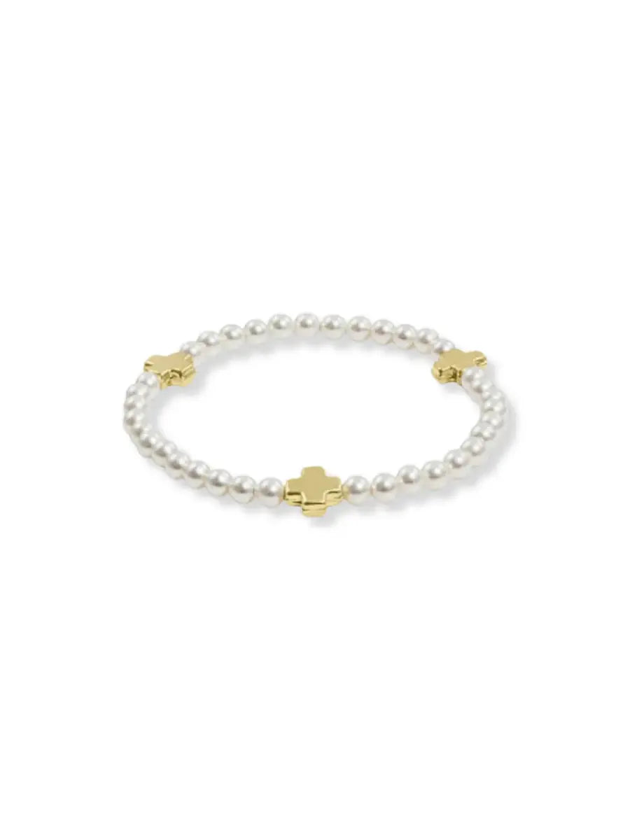 enewton Signature Cross Pearl Pattern 4mm Bead Bracelet Gold 14k Gold-Filled