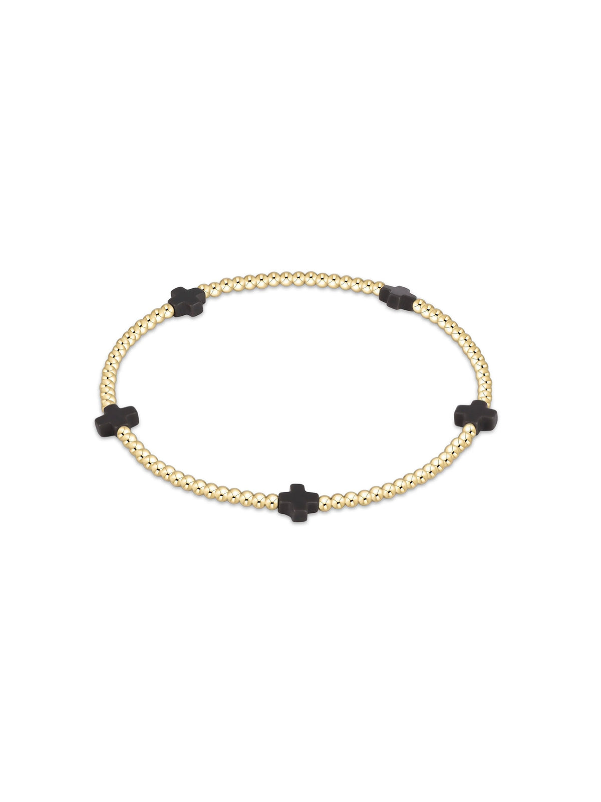 enewton Signature Cross Small 2mm Gold Bracelet - Charcoal