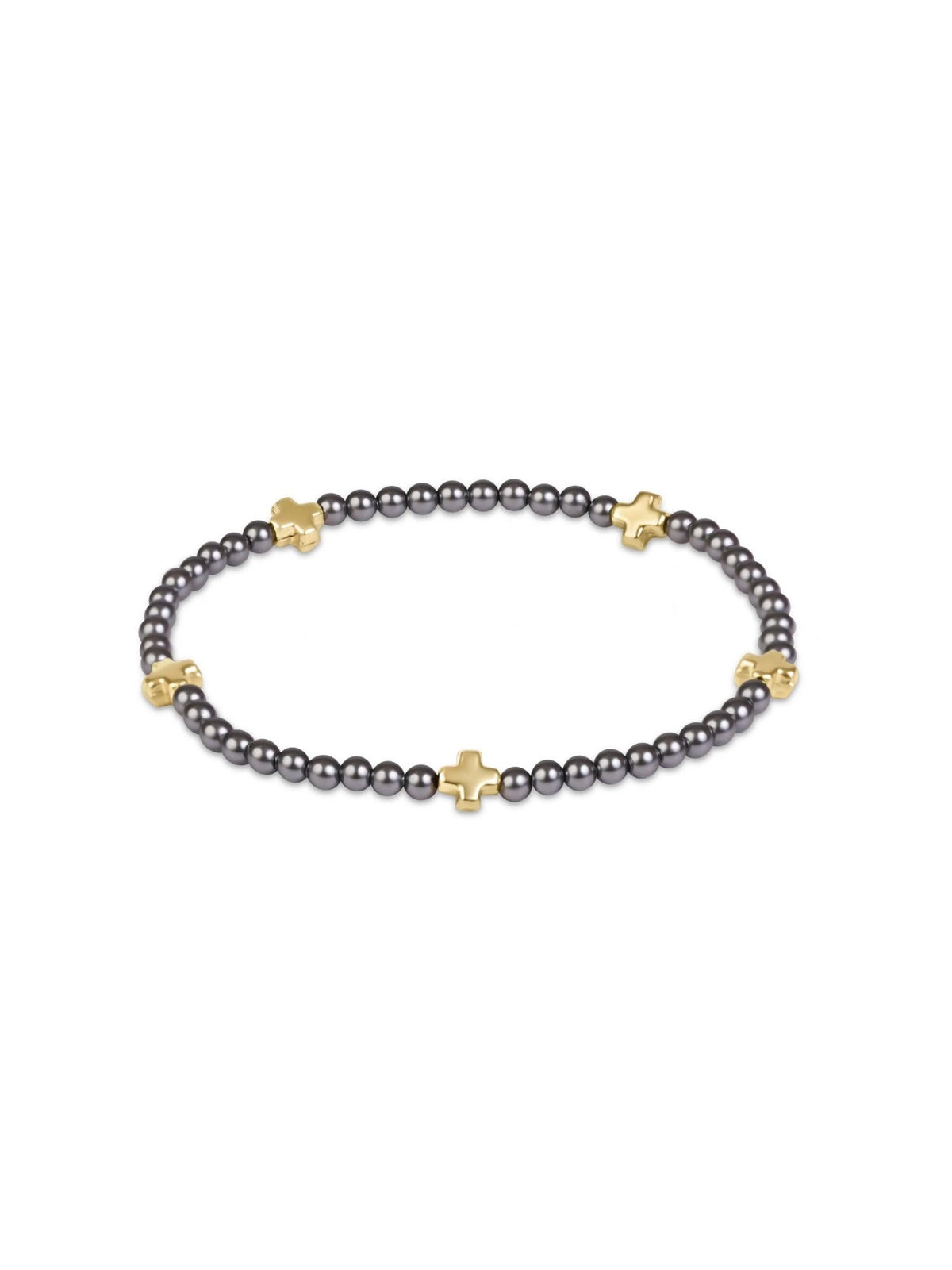 enewton Signature Cross Small Pearl Dark Grey Bracelet: 3mm