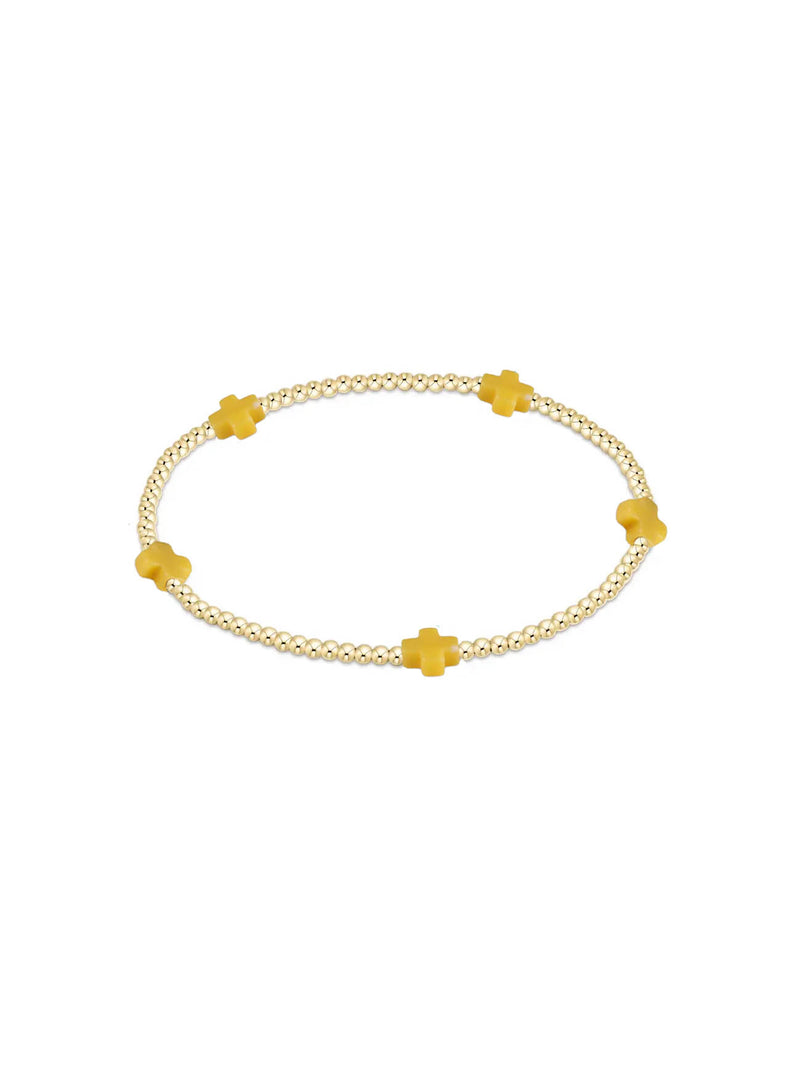 enewton Signature Cross Small 2mm Gold Bracelet - Canary