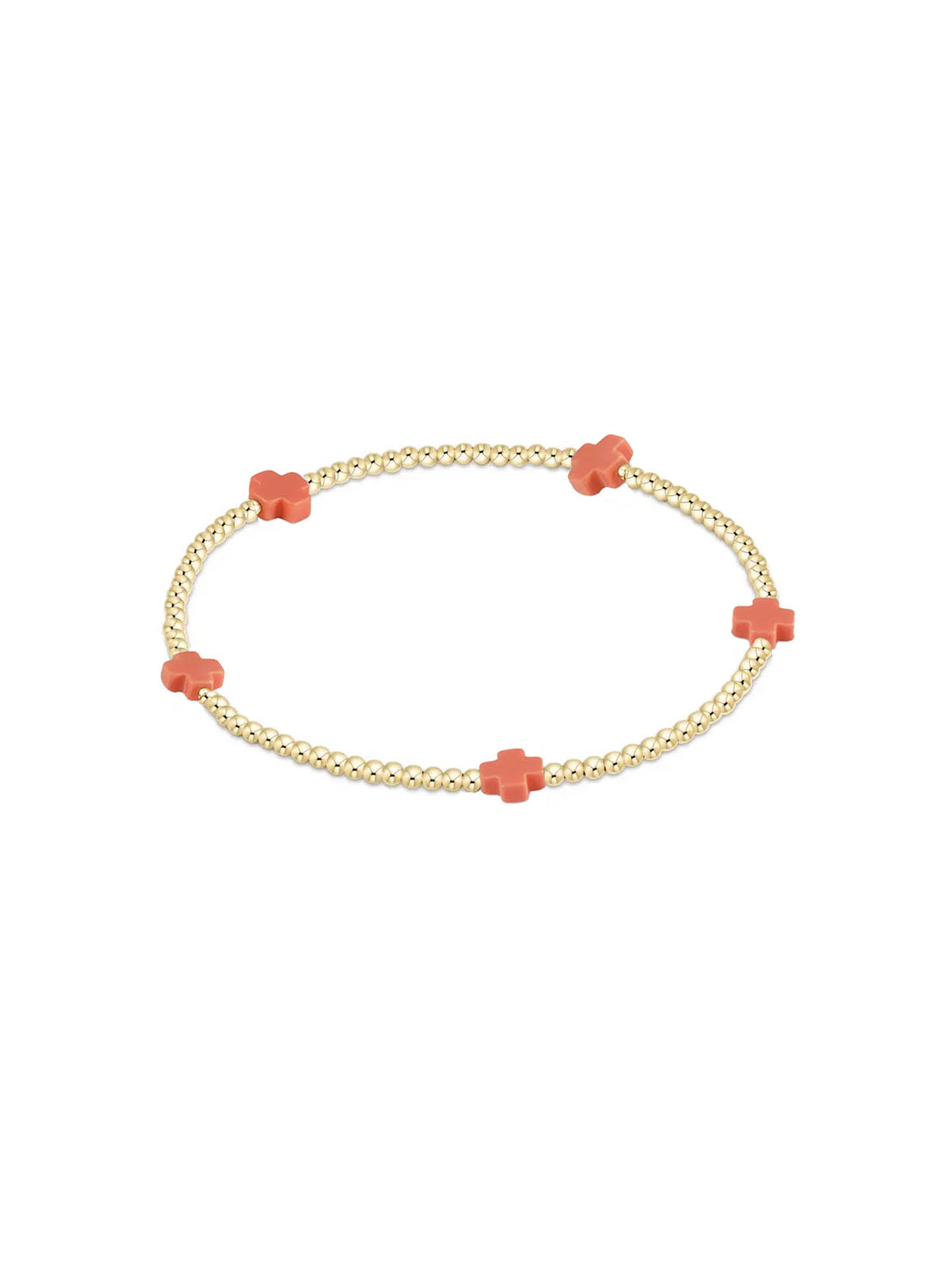 enewton Signature Cross Small 2mm Gold Bracelet - Coral