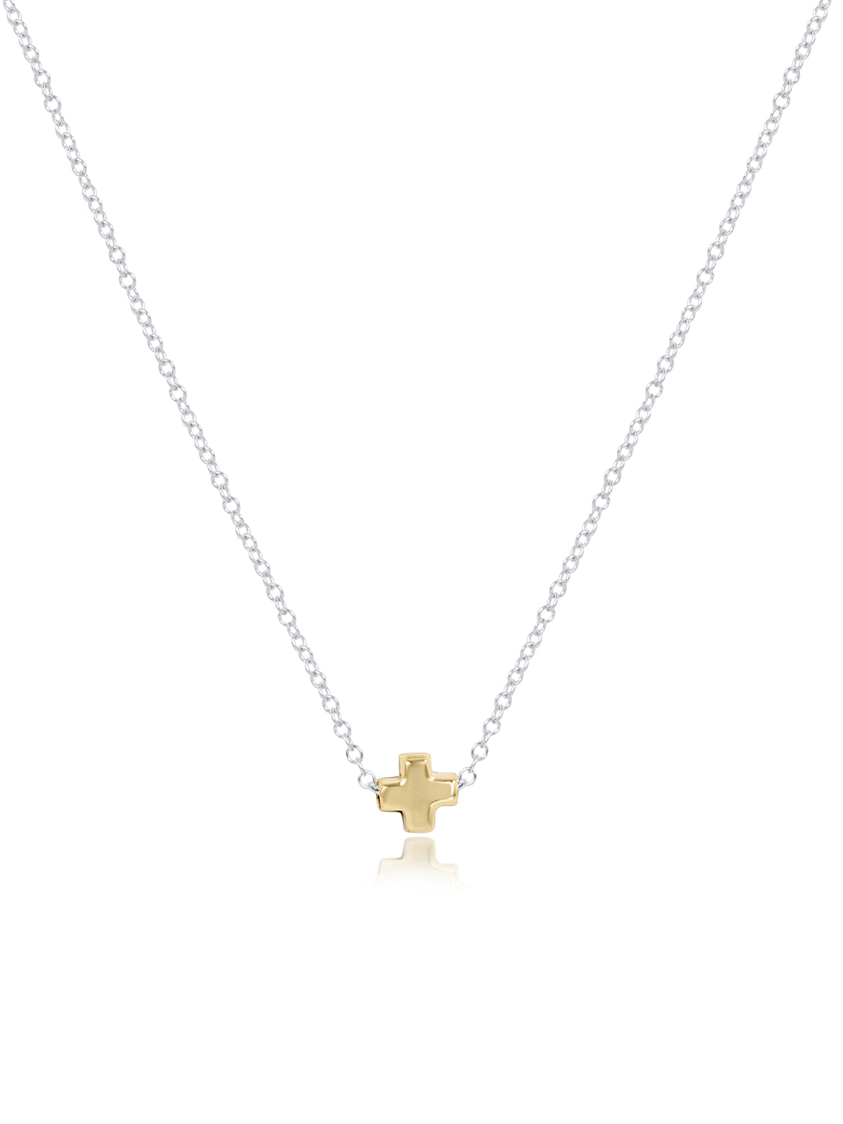 enewton 16" Signature Cross Small Gold Necklace Sterling Silver Mixed Metal