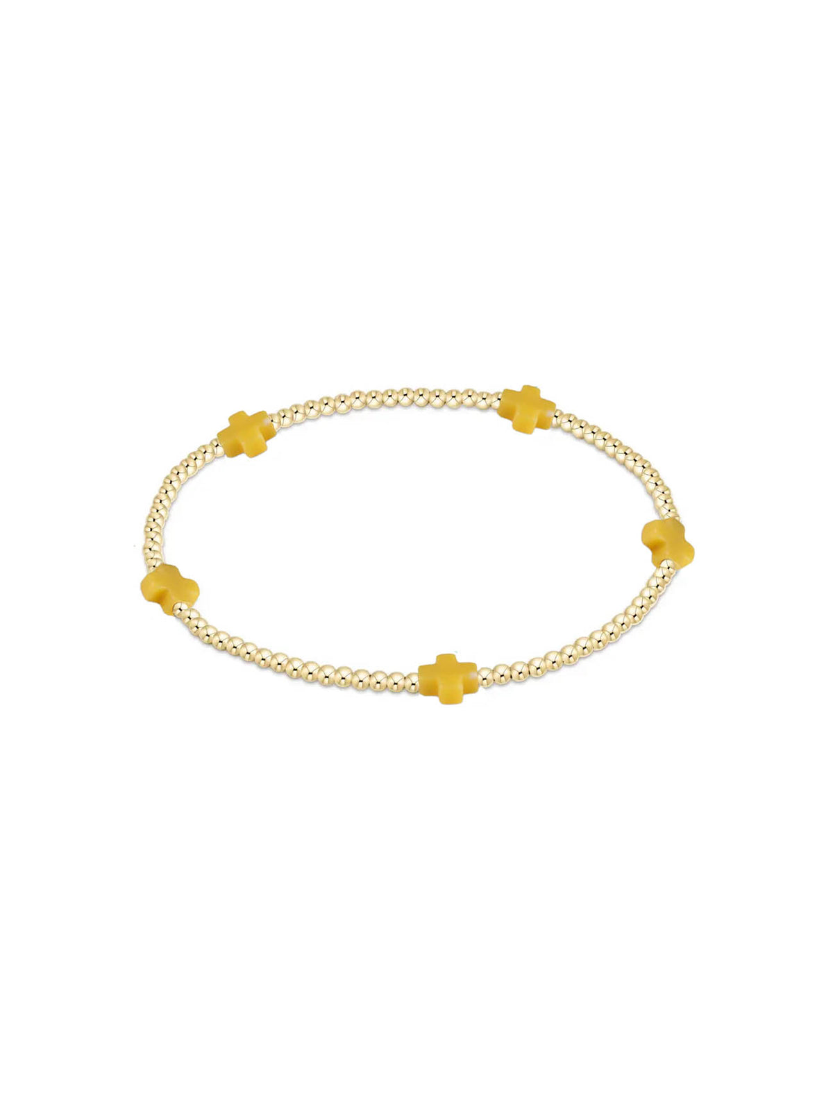 enewton Signature Cross Small Gold-Filled Pattern 2mm Bead Bracelet Canary