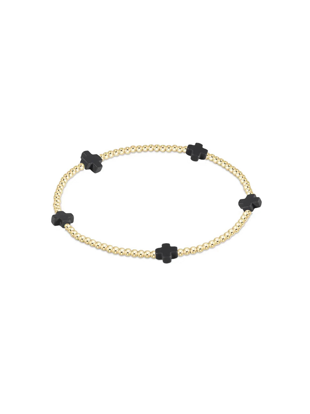 enewton Signature Cross Small Gold-Filled Pattern 2mm Bead Bracelet Charcoal