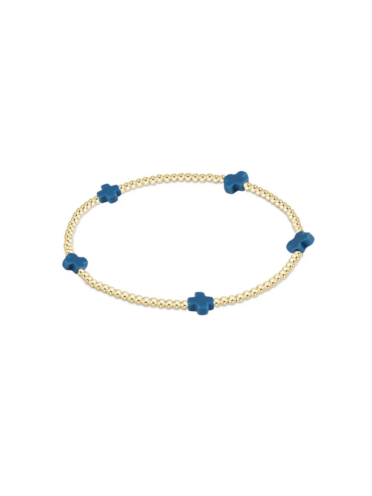 enewton Signature Cross Small Gold-Filled Pattern 2mm Bead Bracelet Cobalt