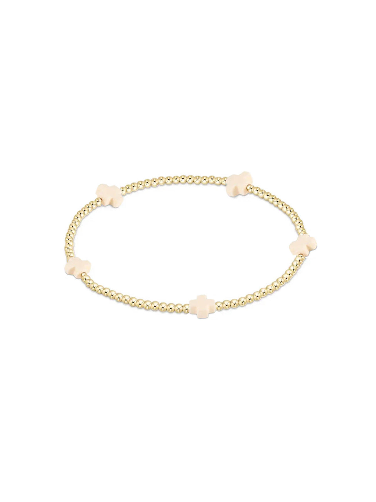 enewton Signature Cross Small Gold-Filled Pattern 2mm Bead Bracelet Off-White