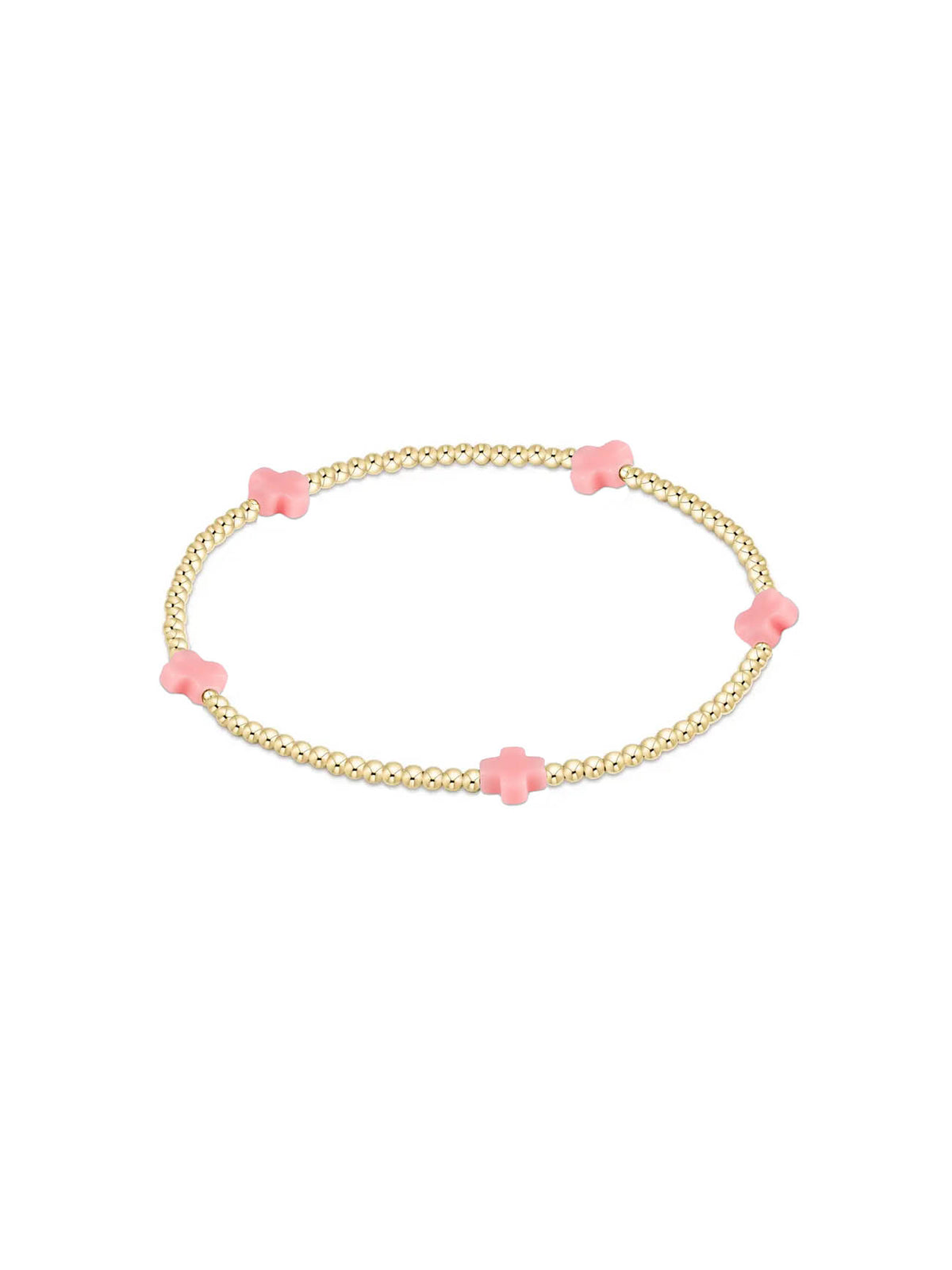 enewton Signature Cross Small Gold-Filled Pattern 2mm Bead Bracelet Pink