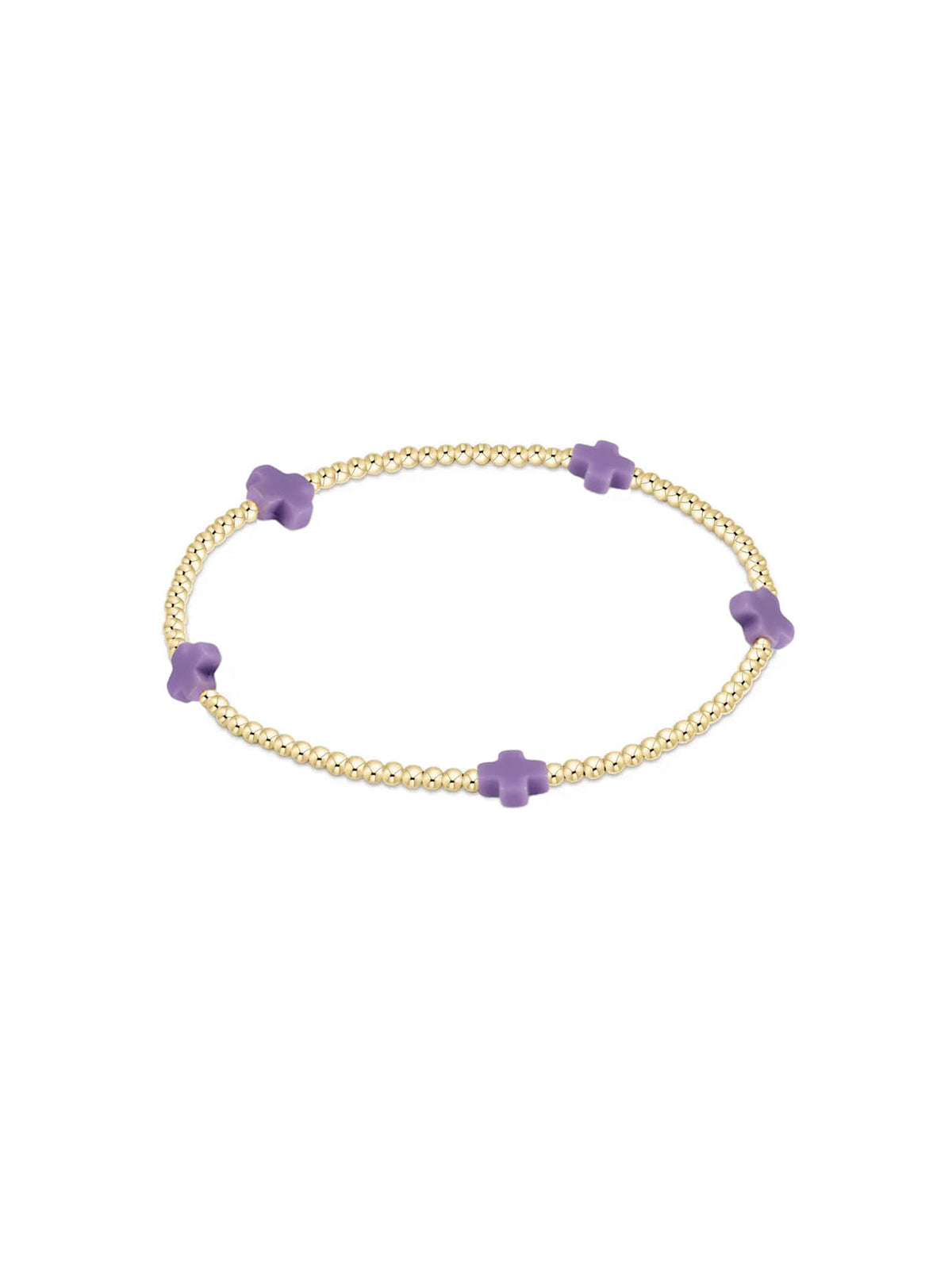 enewton Signature Cross Small Gold-Filled Pattern 2mm Bead Bracelet Purple