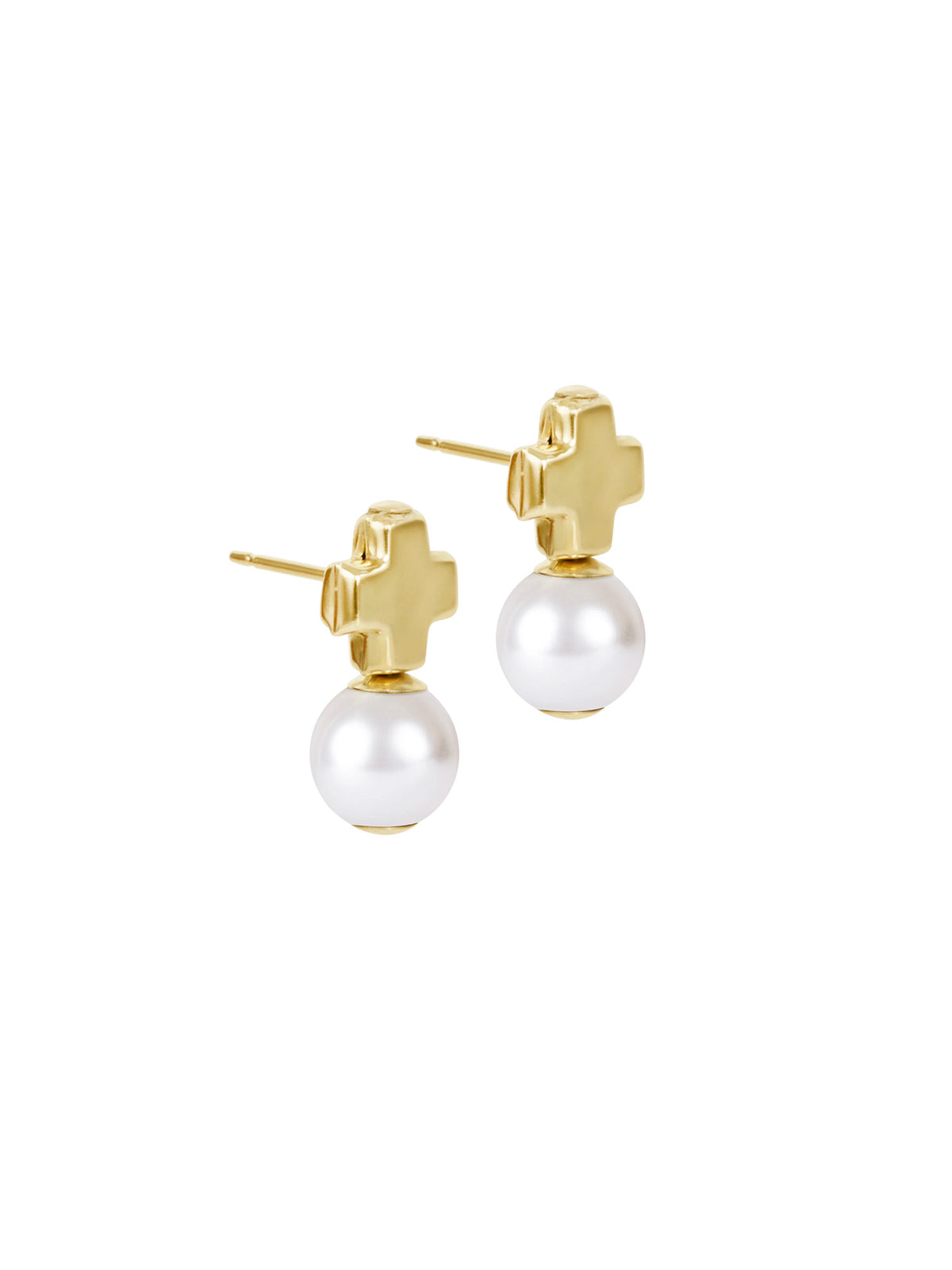 enewton Signature Cross Small Gold Stud - Classic Pearl