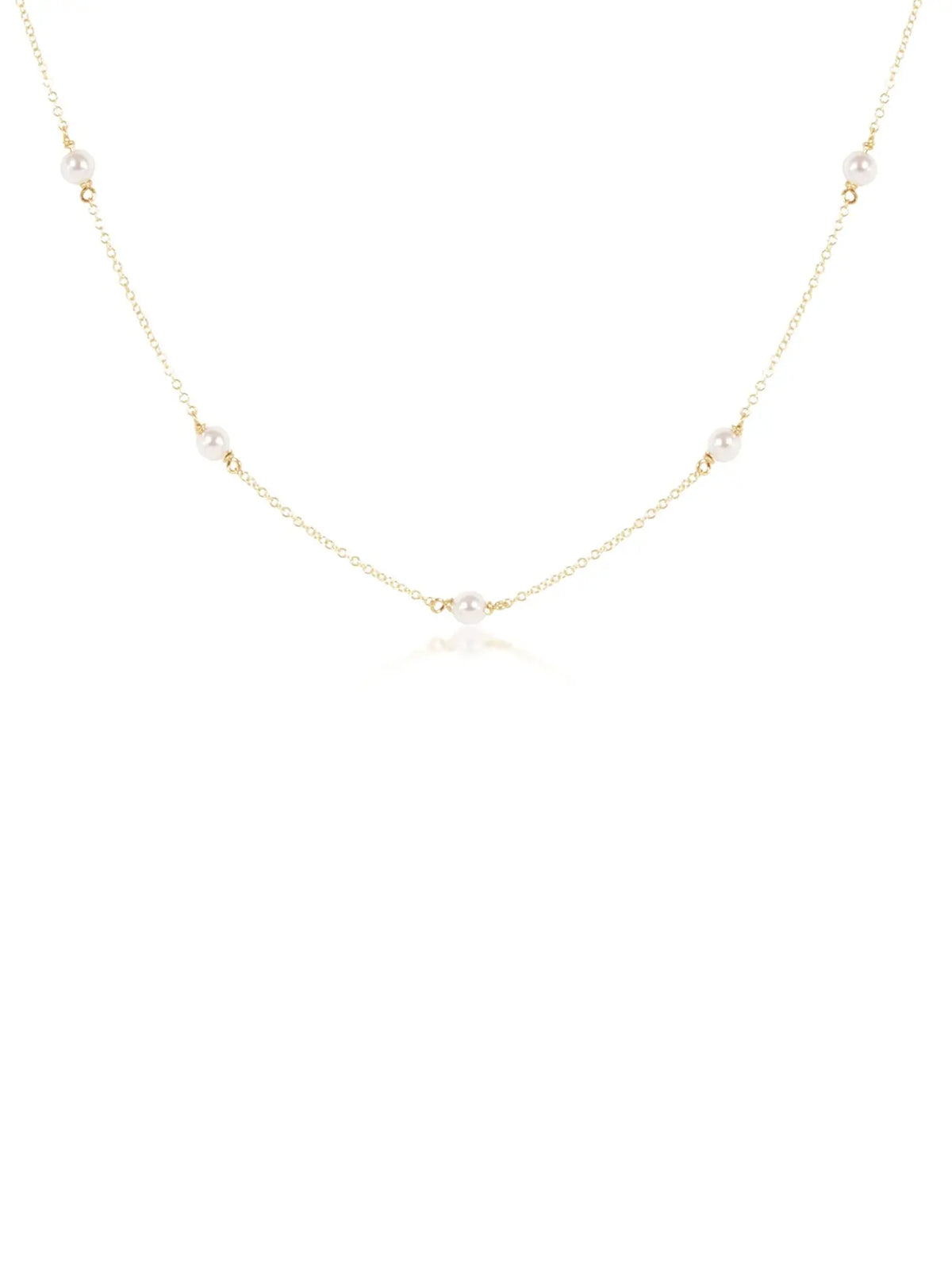 enewton simplicity 4mm pearl and 14k gold-filled chain choker necklace 15"